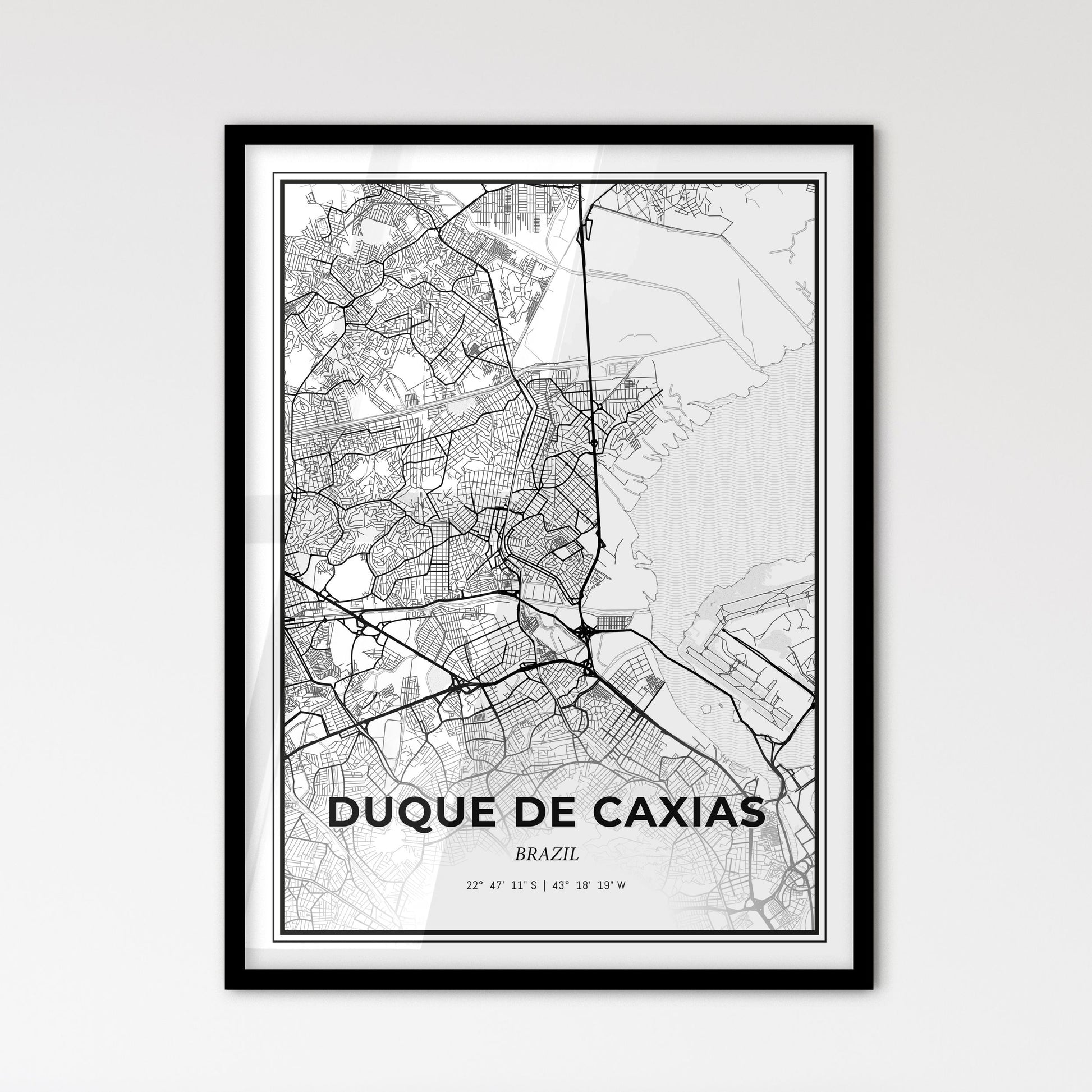 Duque de Caxias Brazil - Scandinavian Style City Map for Modern Home Decor