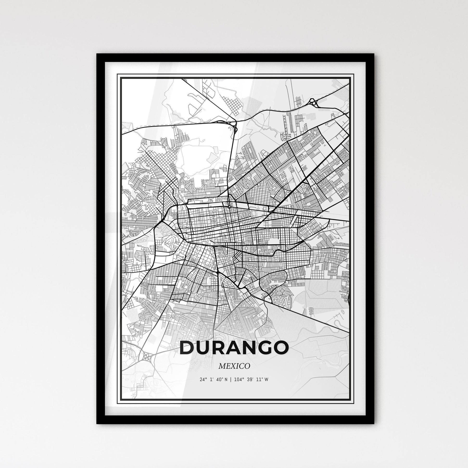 Durango Mexico - Scandinavian Style City Map for Modern Home Decor