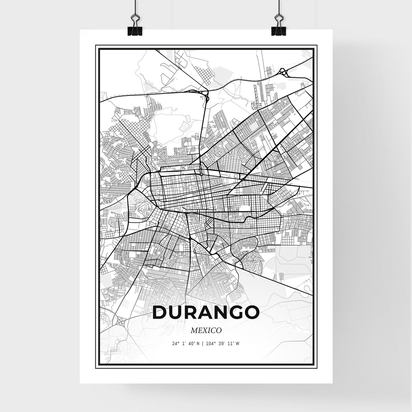 Durango Mexico - Premium City Map Poster