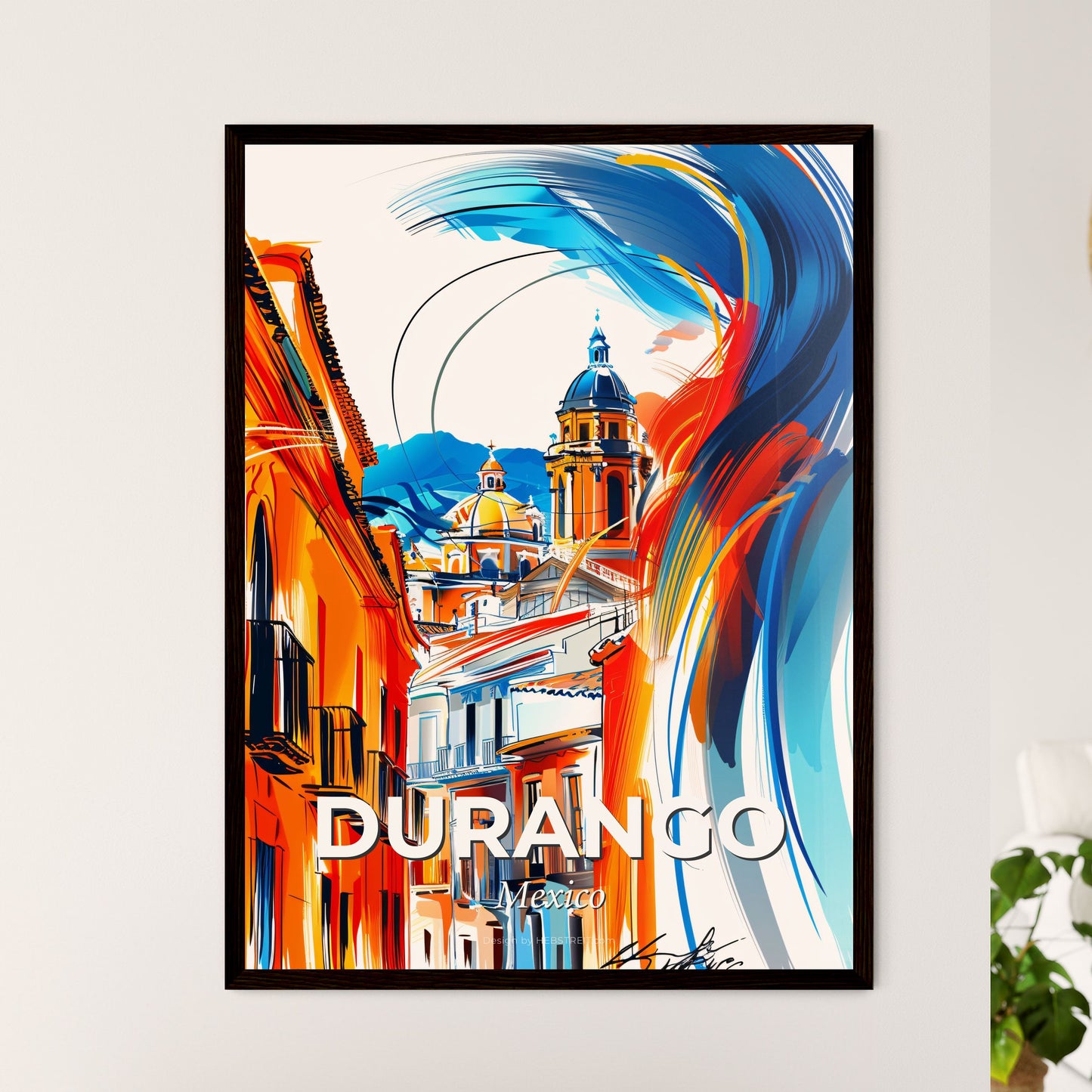 Vibrant Durango, Mexico - A Colorful Painting Of Buildings