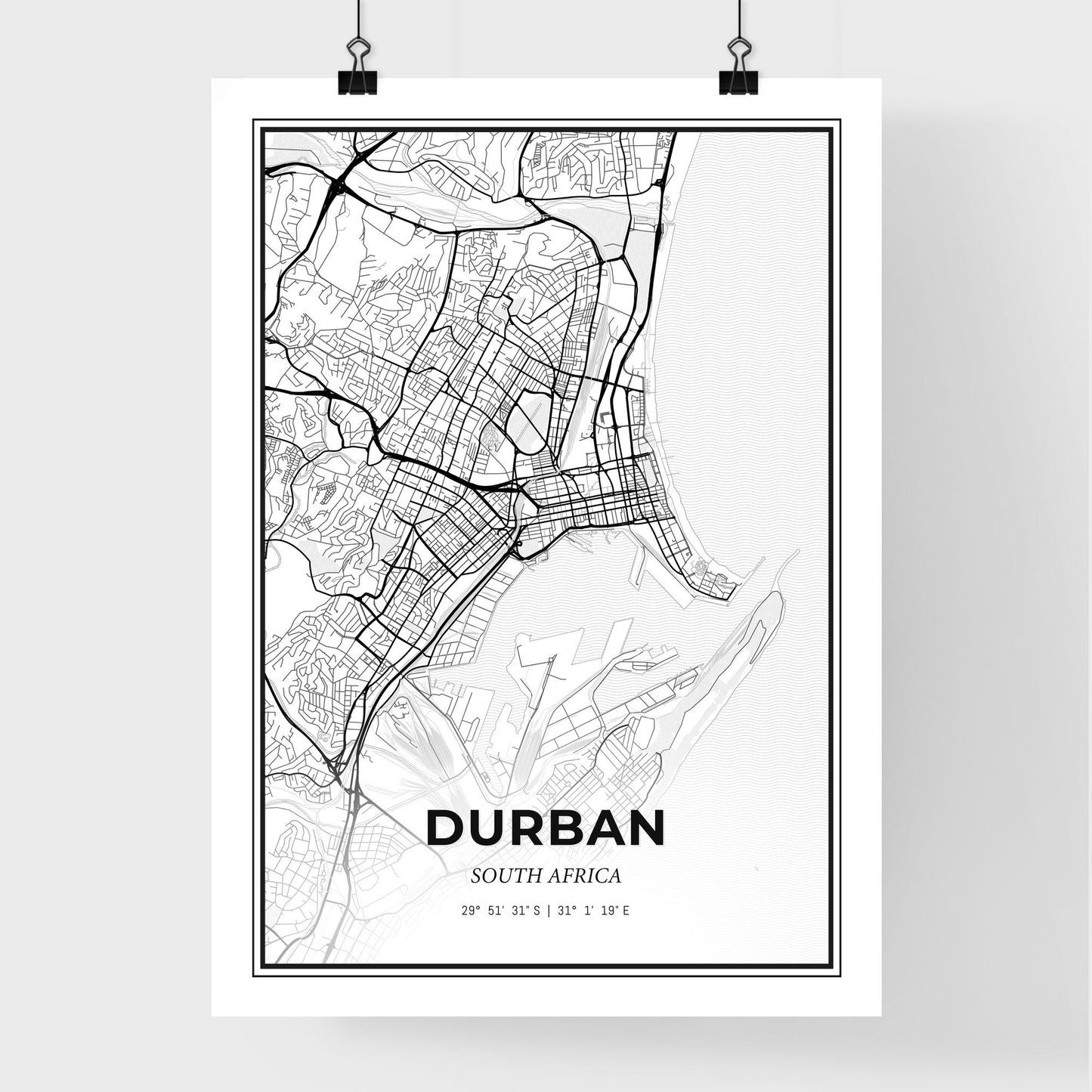 Durban South Africa - Premium City Map Poster