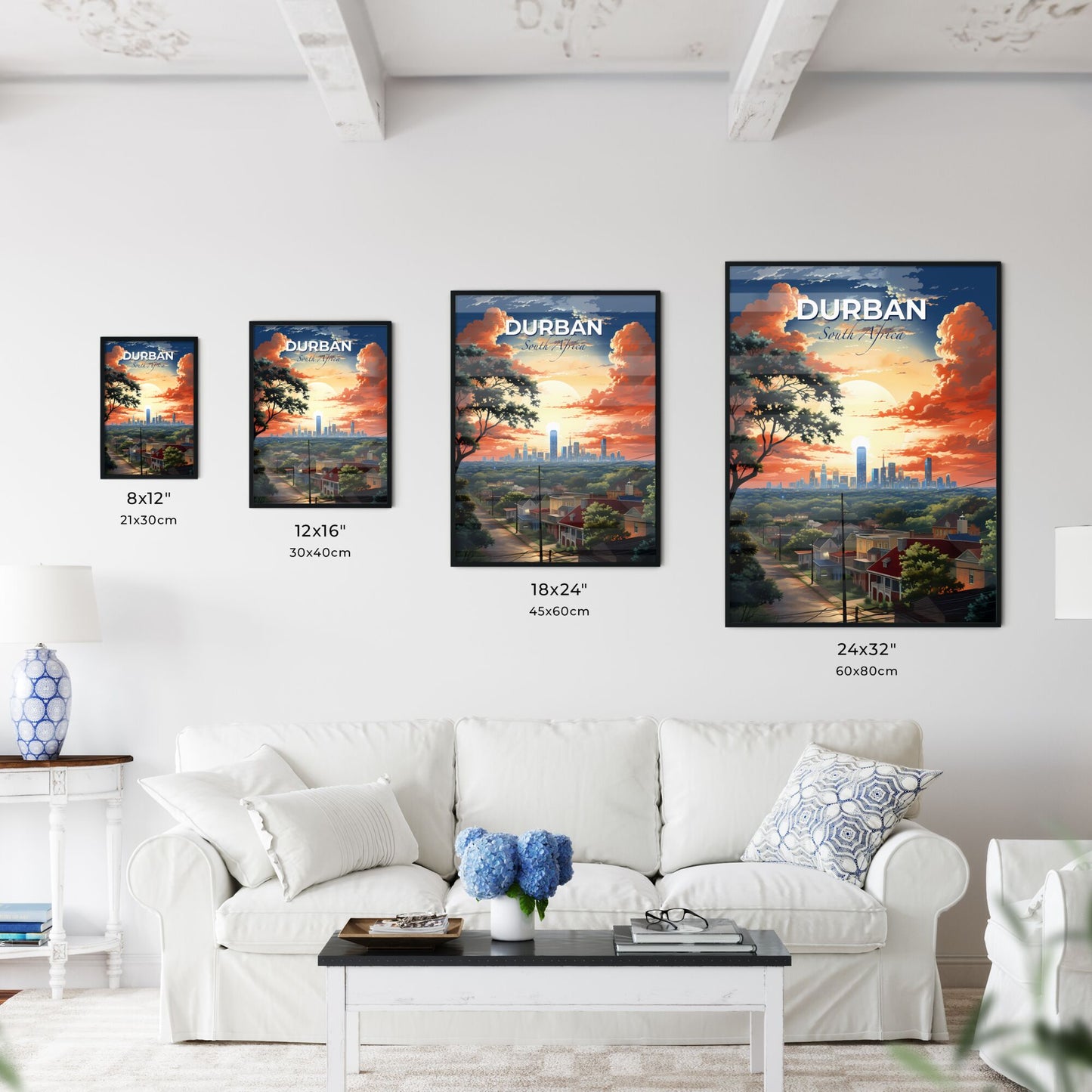 Durban Skyline Cityscape Painting Sunset Vibrant Artwork Default Title