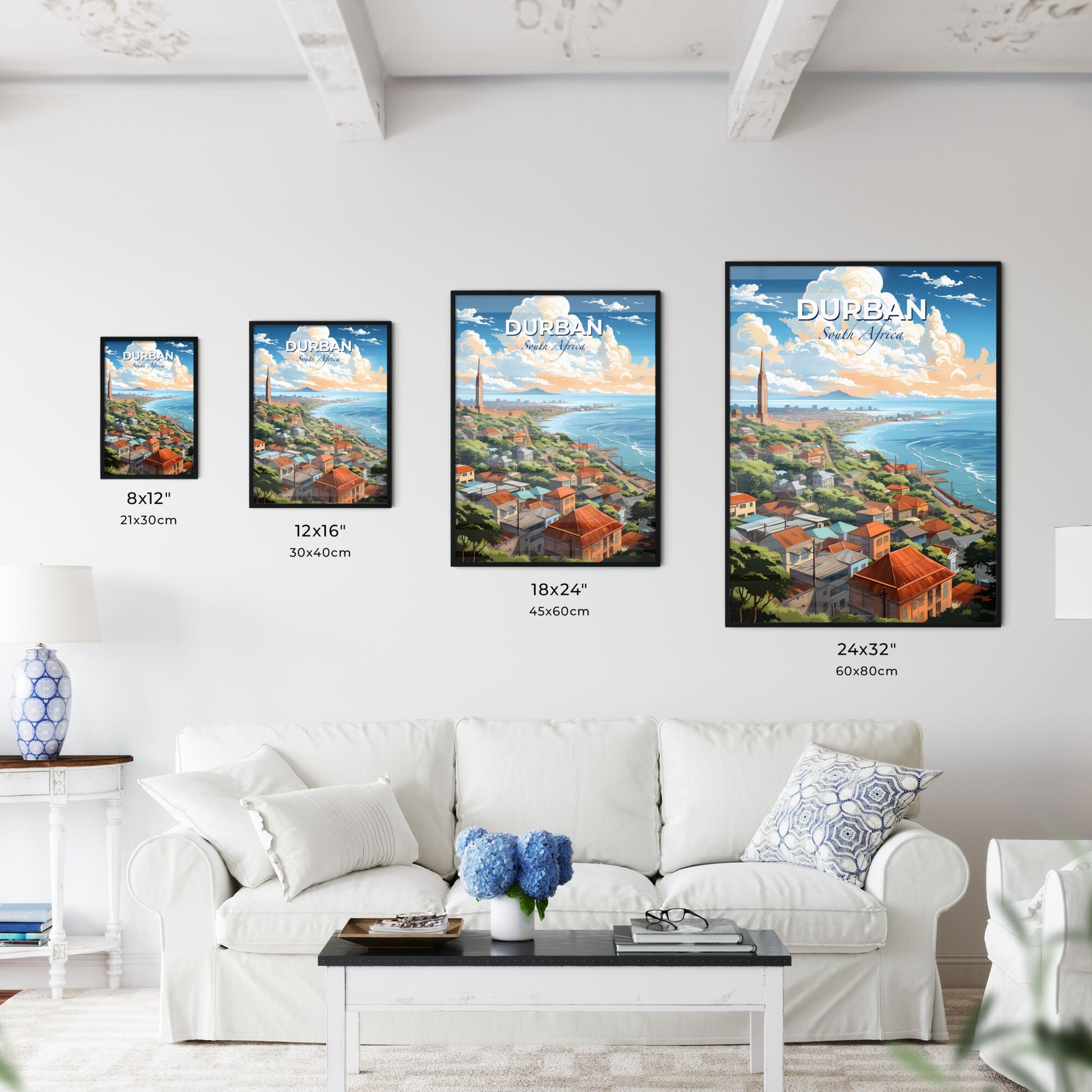 Panoramic Art of Durban Skyline, South Africa, Depicting a Vibrant City by the Ocean Default Title