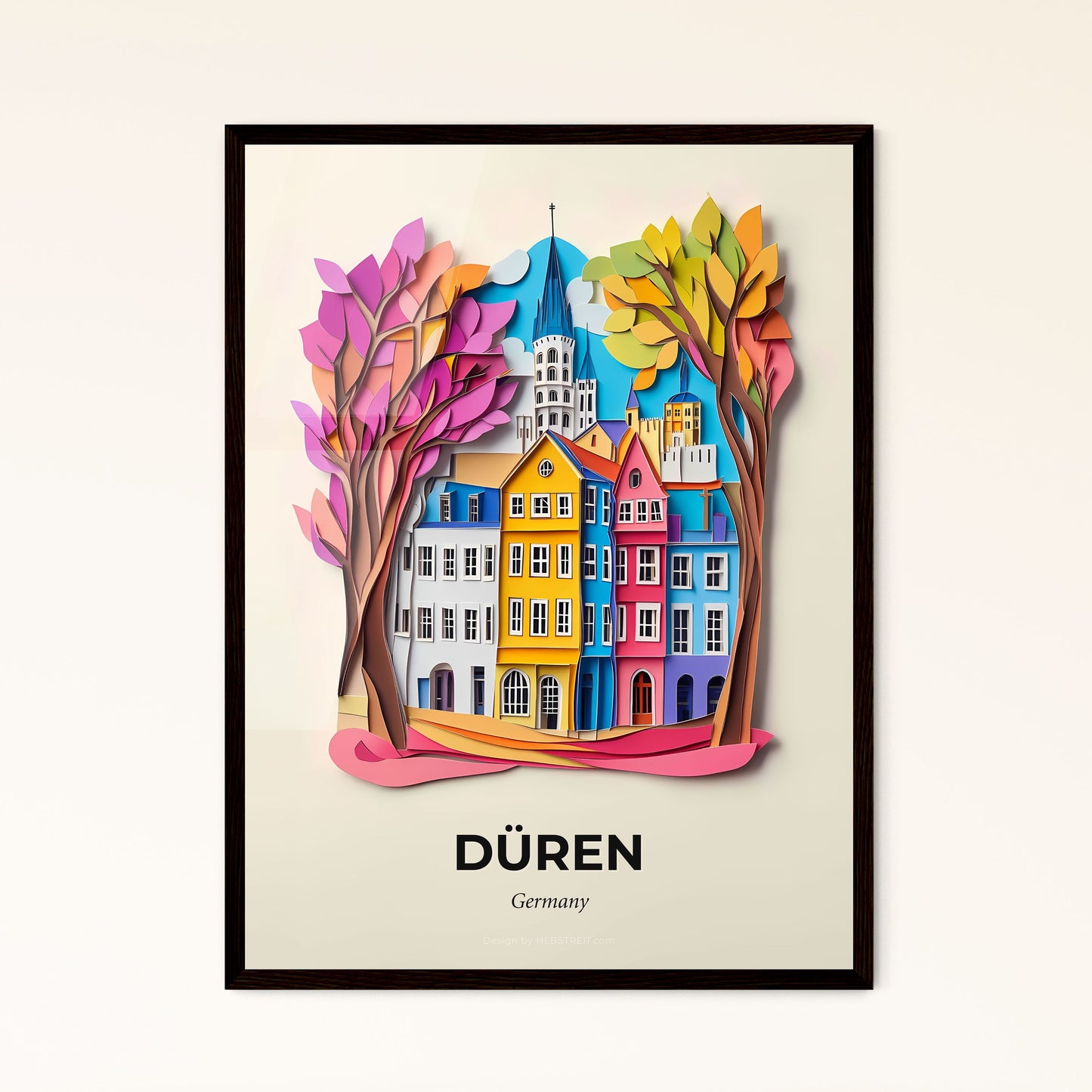 Vivid Duren, Germany - a paper cut of a city with trees