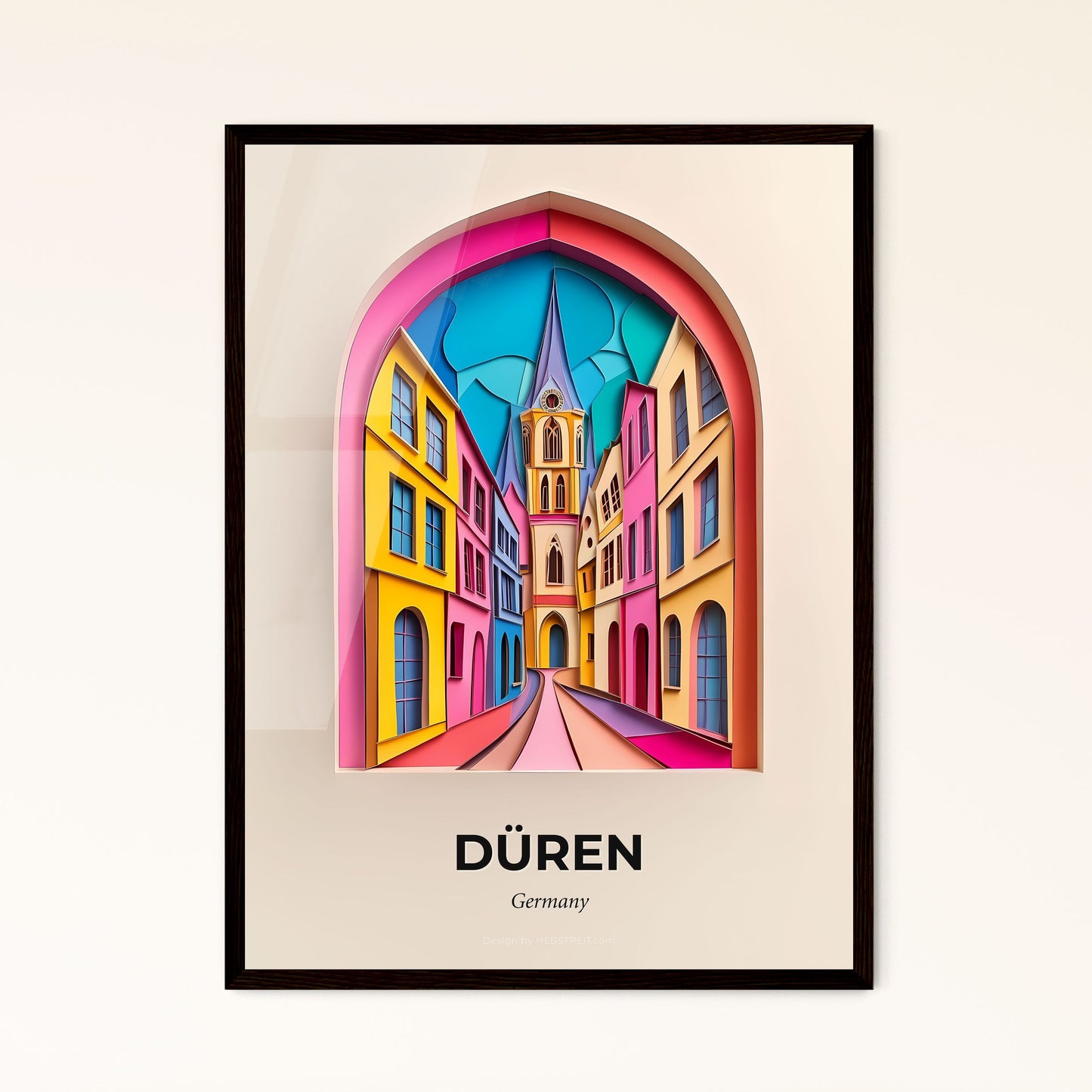 Vivid Duren, Germany - a colorful city scene with a clock tower