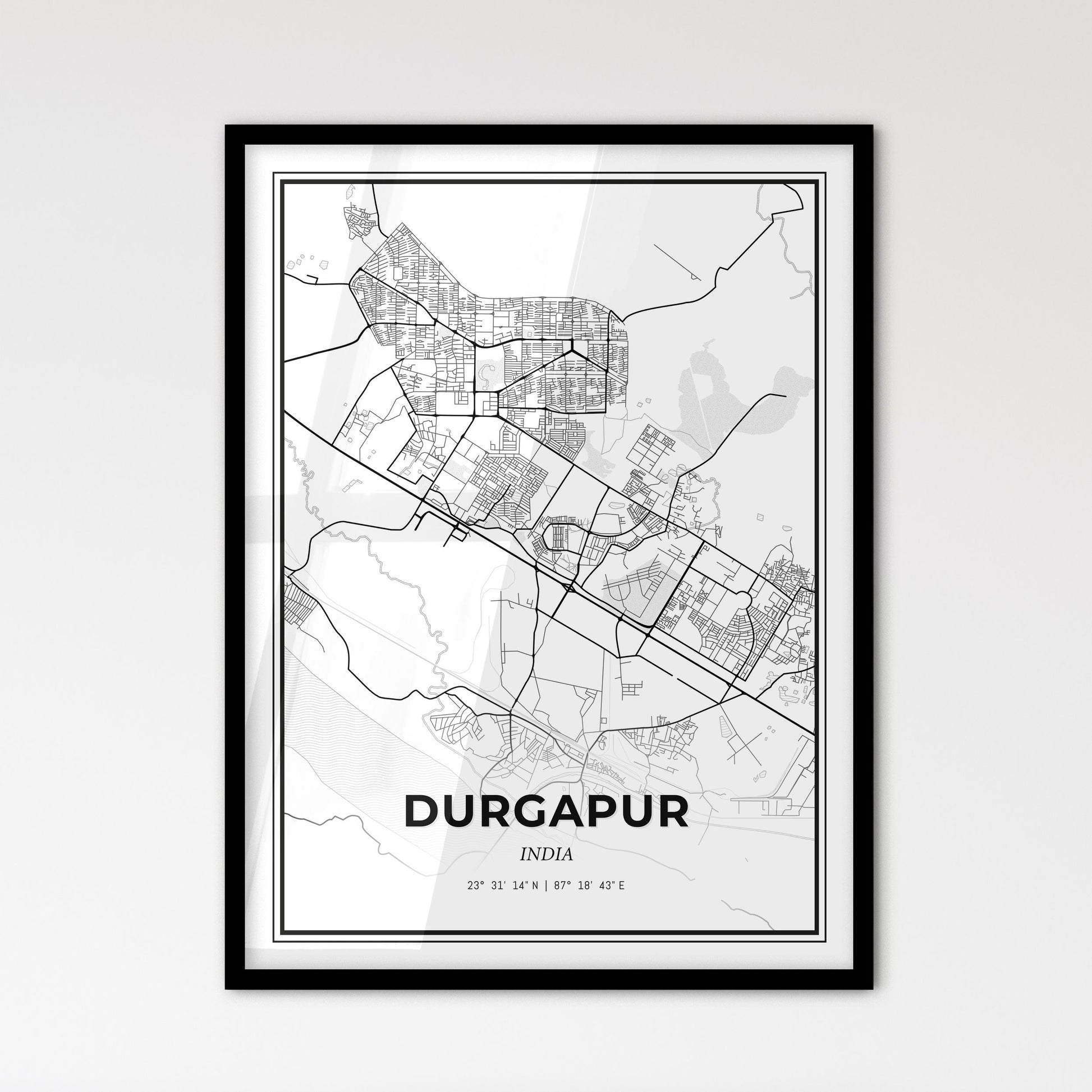 Durgapur India - Scandinavian Style City Map for Modern Home Decor