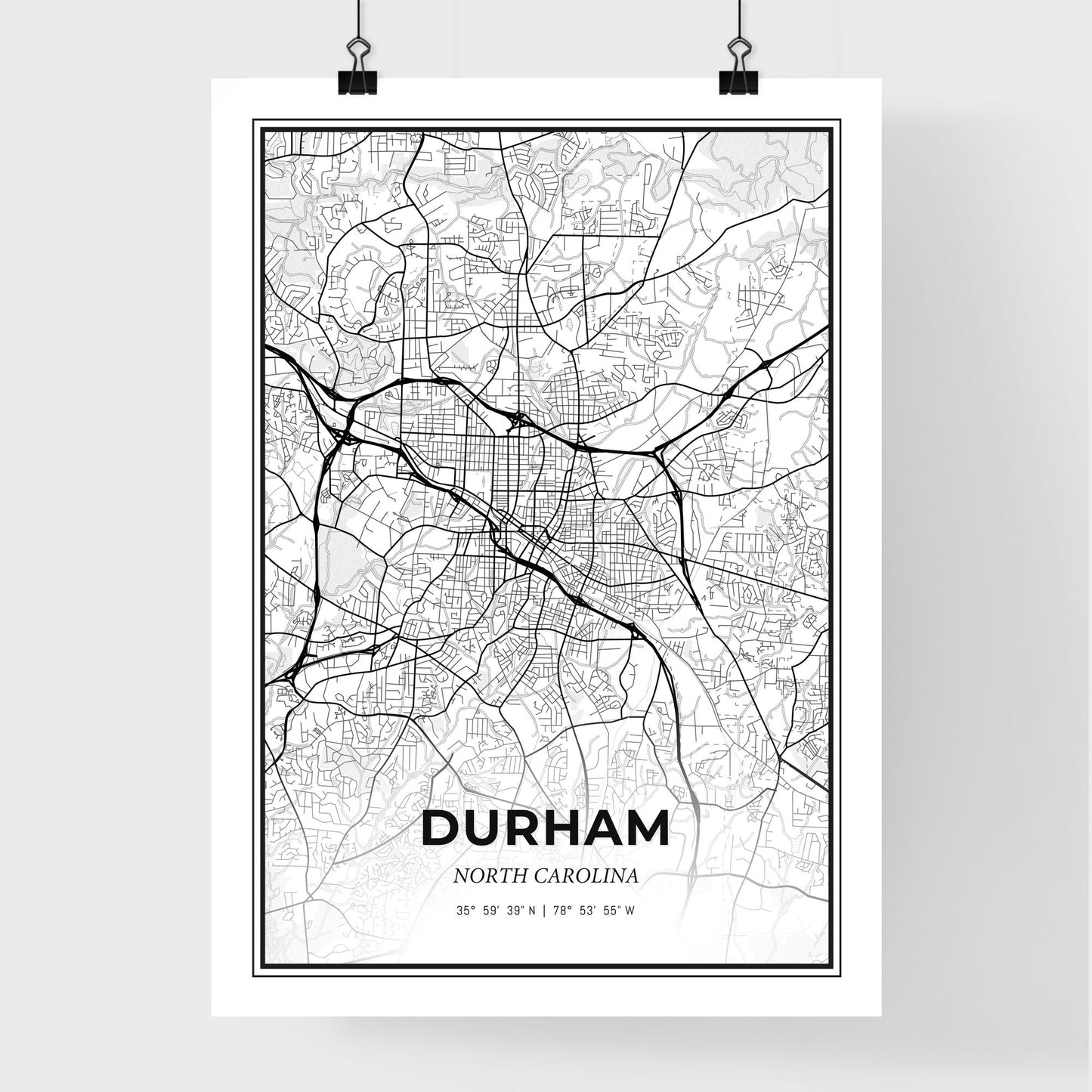 Durham North Carolina - Premium City Map Poster