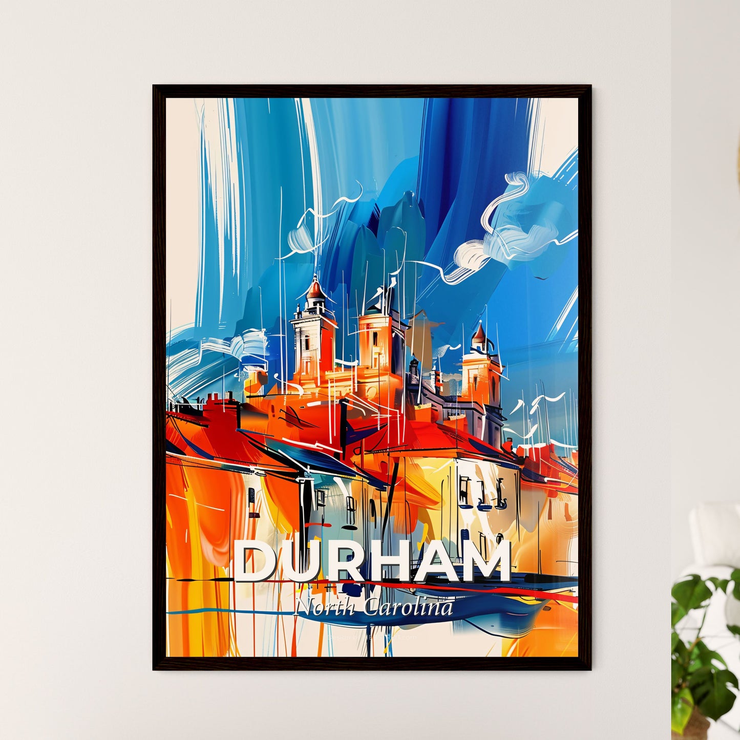 Vibrant Durham, North Carolina - A Painting Of A Building