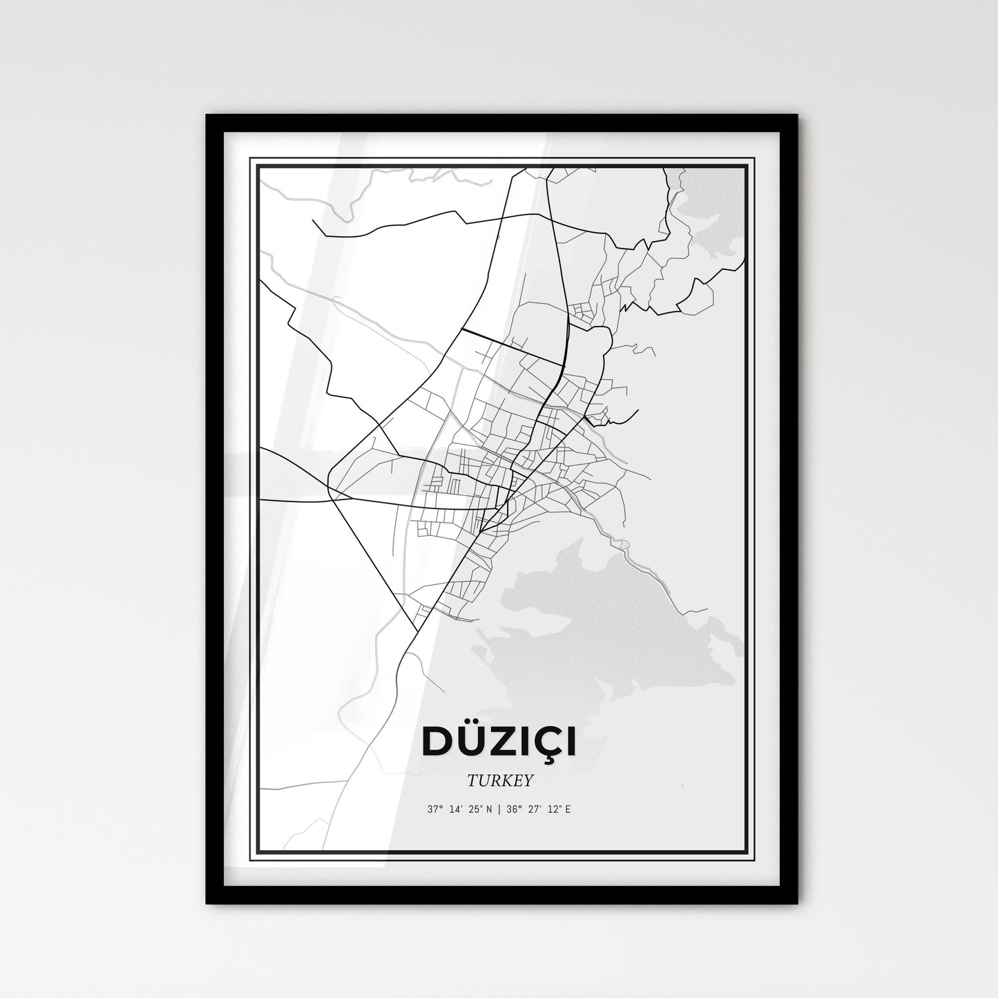 Düziçi Turkey - Scandinavian Style City Map for Modern Home Decor