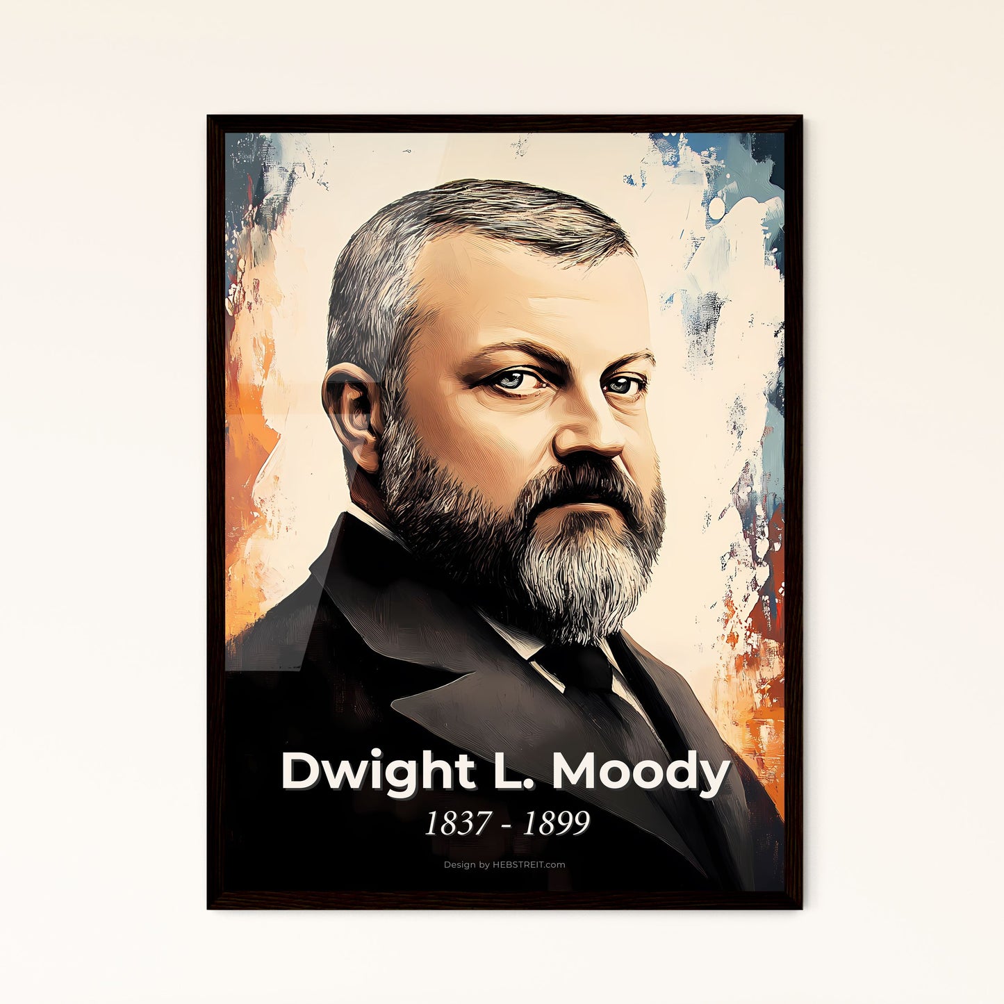 Portrait of Dwight L. Moody, 1837 - 1899. Impressionistic painting of a man with a beard.