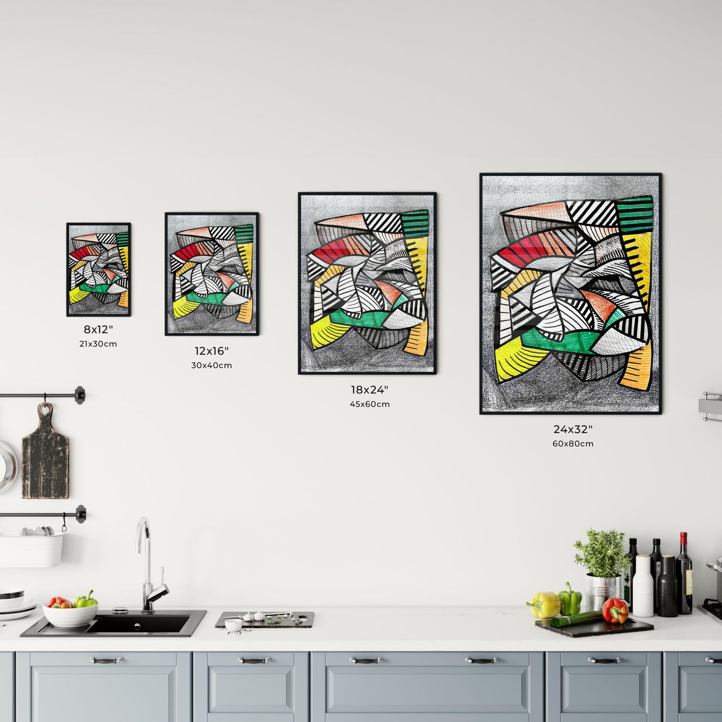 Dynamic Interplay of Color and Line: A Modern Abstract Journey Chart