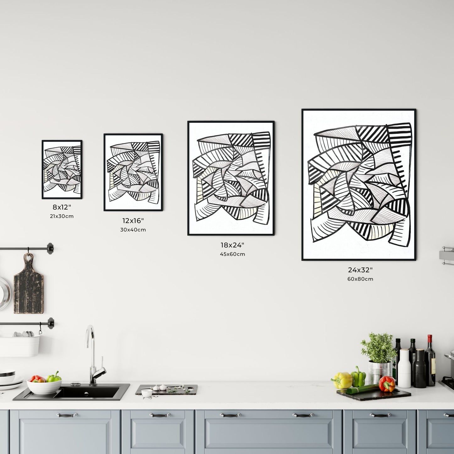 Dynamic Harmony: A Dance of Lines and Shadows in Abstract Form Chart