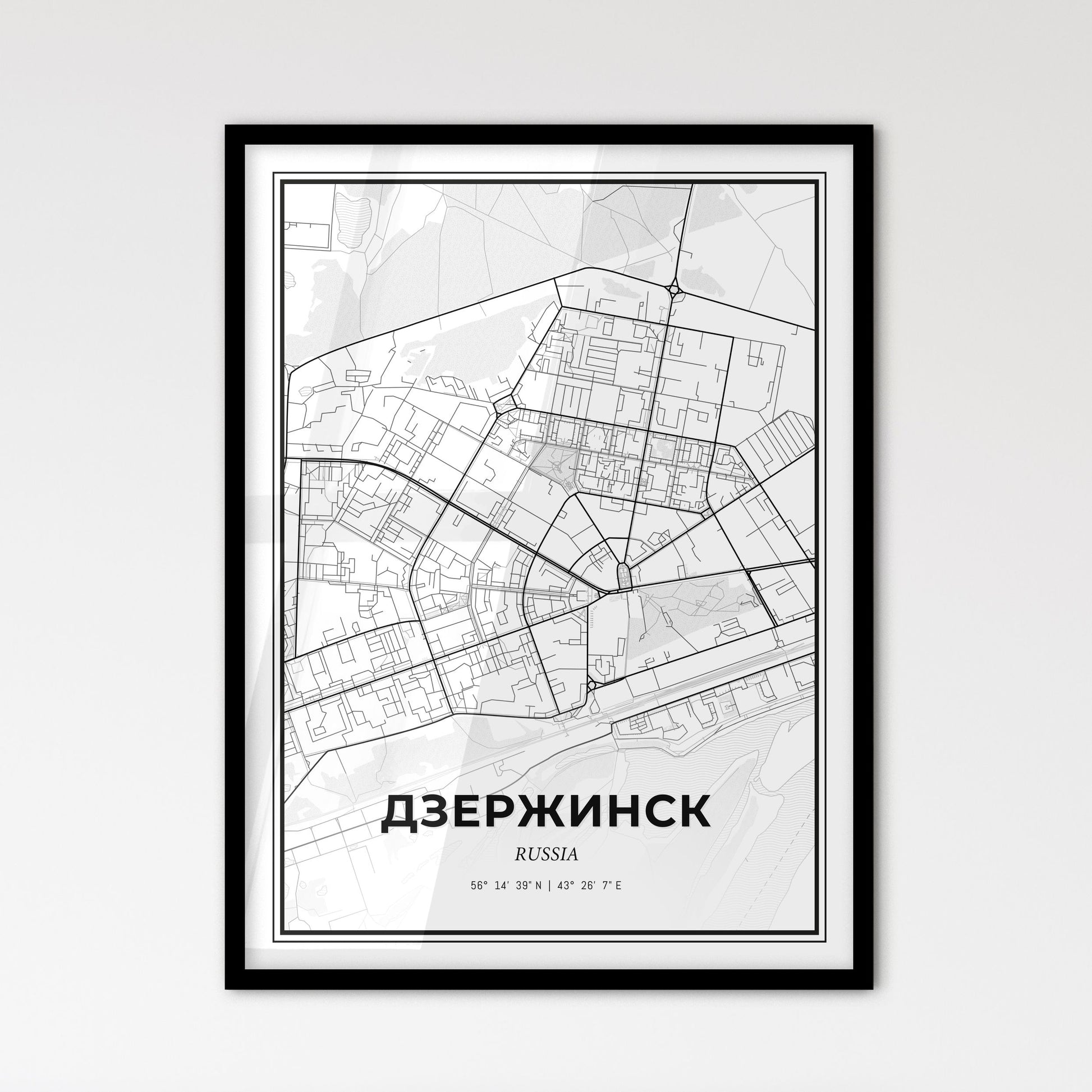 Dzerzhinsk Russia - Scandinavian Style City Map for Modern Home Decor