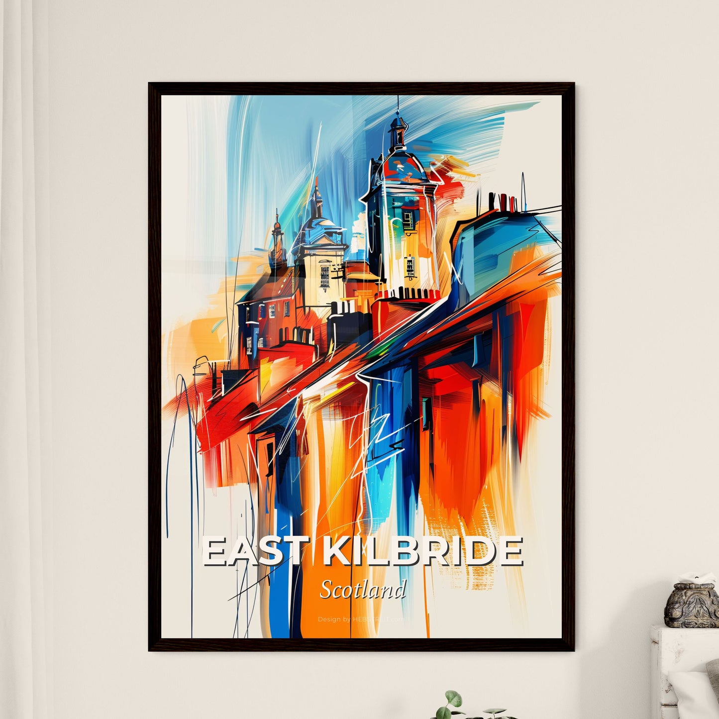 Vibrant East Kilbride, Scotland - A Colorful Painting Of Buildings