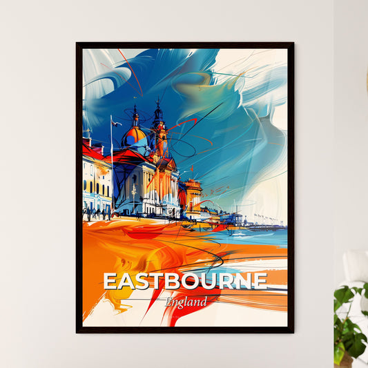 Vibrant Eastbourne, England - A Colorful Painting Of Buildings And A Beach