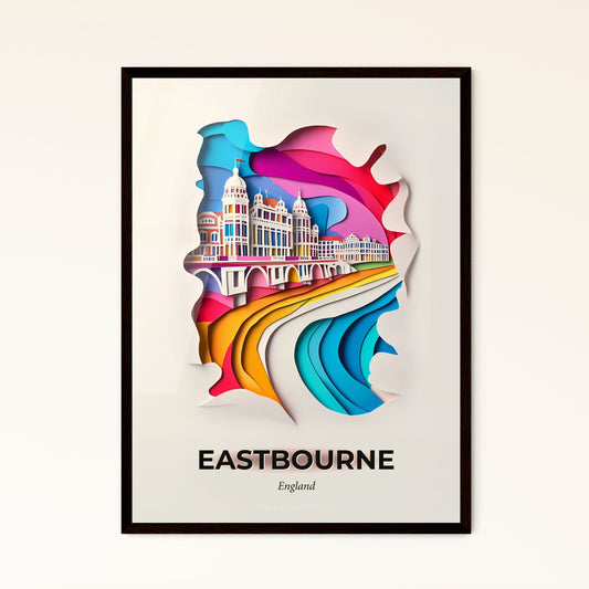 Vivid Eastbourne, England - a paper cut of a city with a rainbow