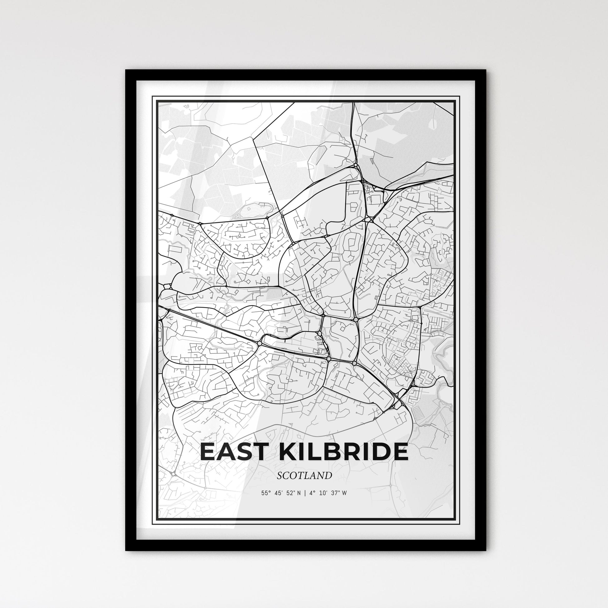 East Kilbride Scotland - Scandinavian Style City Map for Modern Home Decor