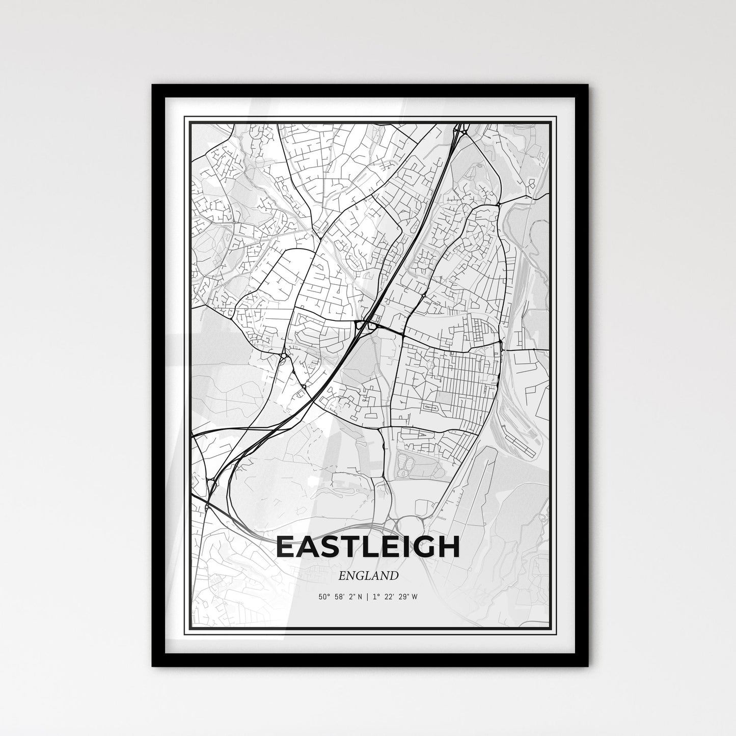 Eastleigh England - Scandinavian Style City Map for Modern Home Decor