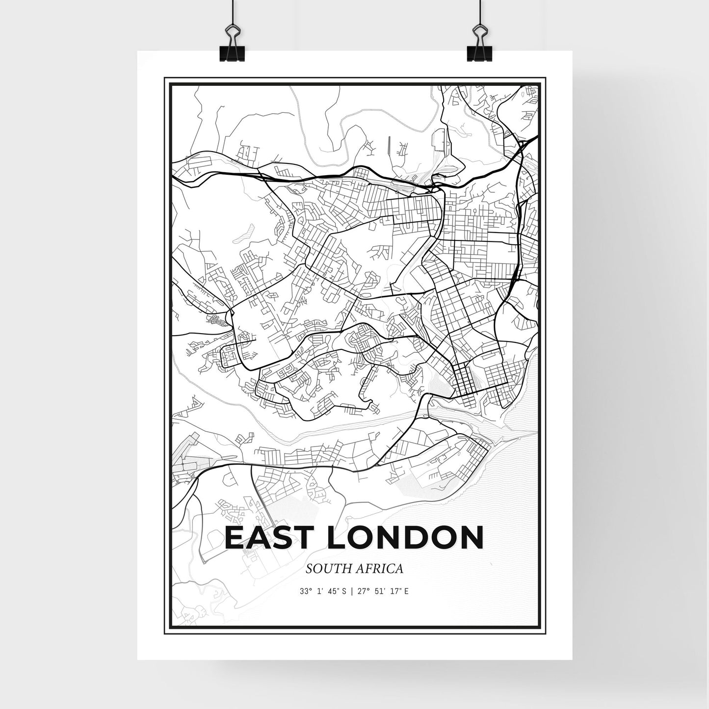 East London South Africa - Premium City Map Poster