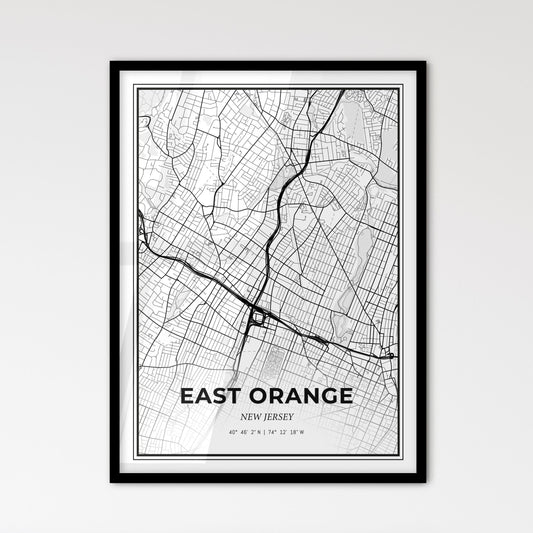 East Orange New Jersey - Scandinavian Style City Map for Modern Home Decor