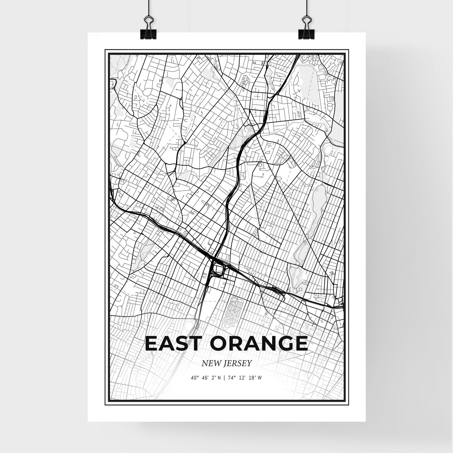 East Orange New Jersey - Premium City Map Poster
