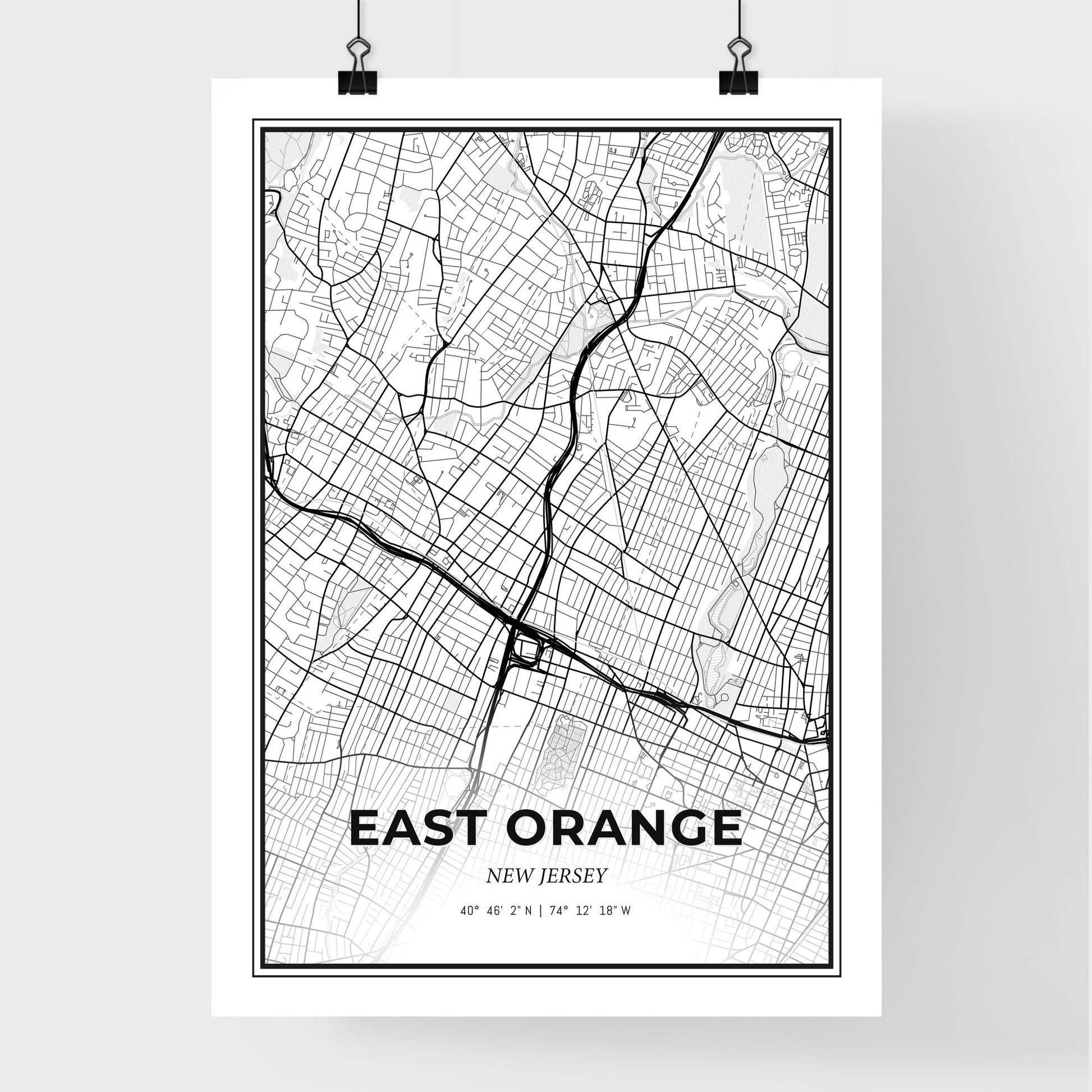East Orange New Jersey - Premium City Map Poster