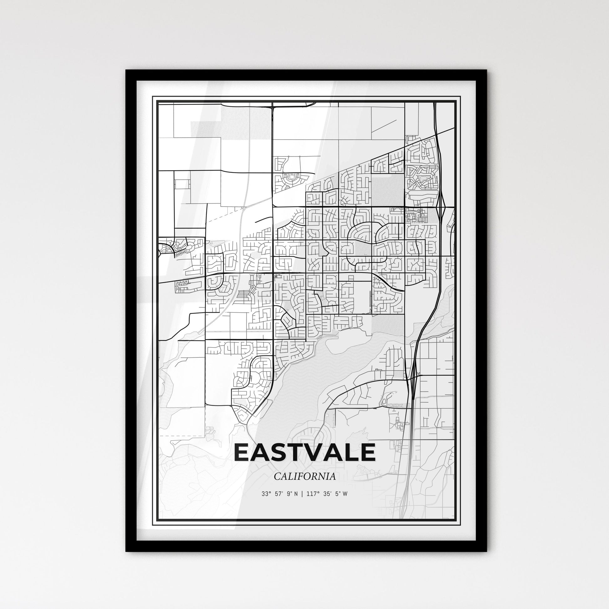 Eastvale California - Scandinavian Style City Map for Modern Home Decor