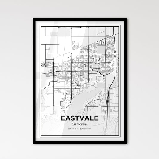 Eastvale California - Scandinavian Style City Map for Modern Home Decor