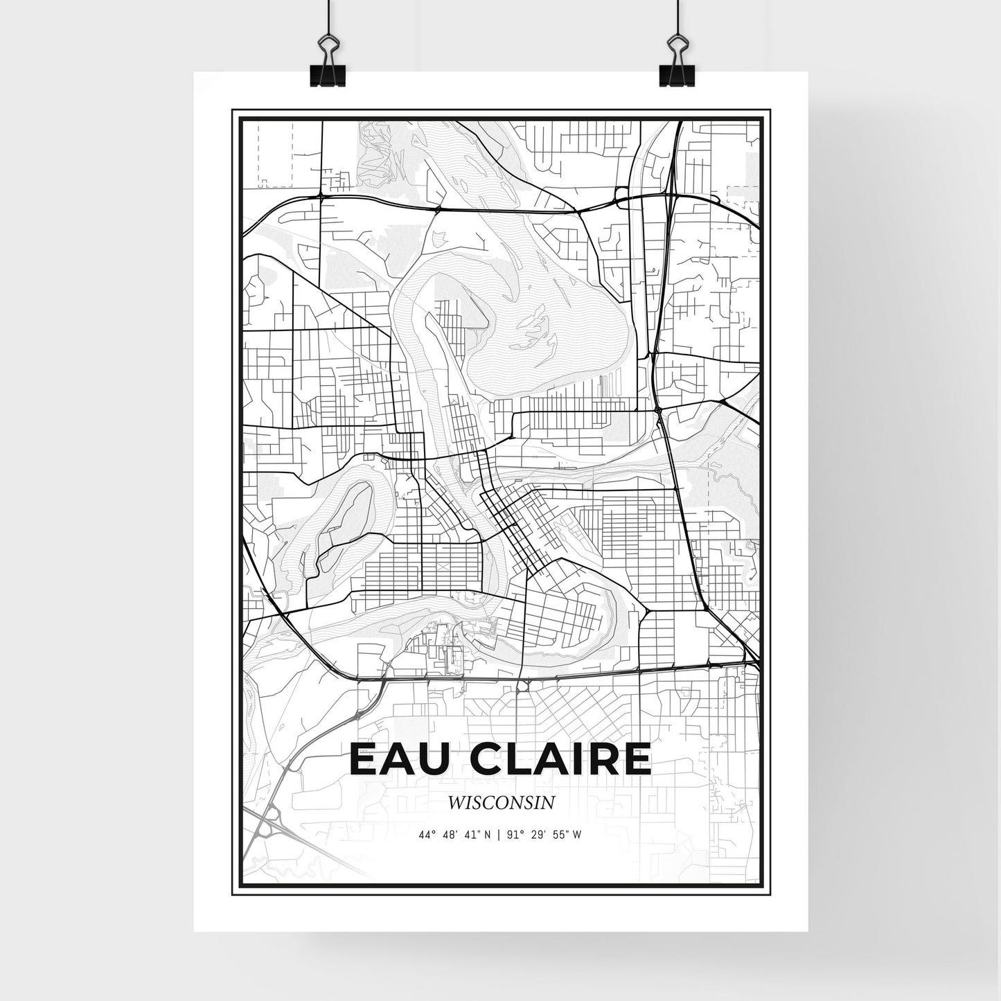 Eau Claire Wisconsin - Premium City Map Poster