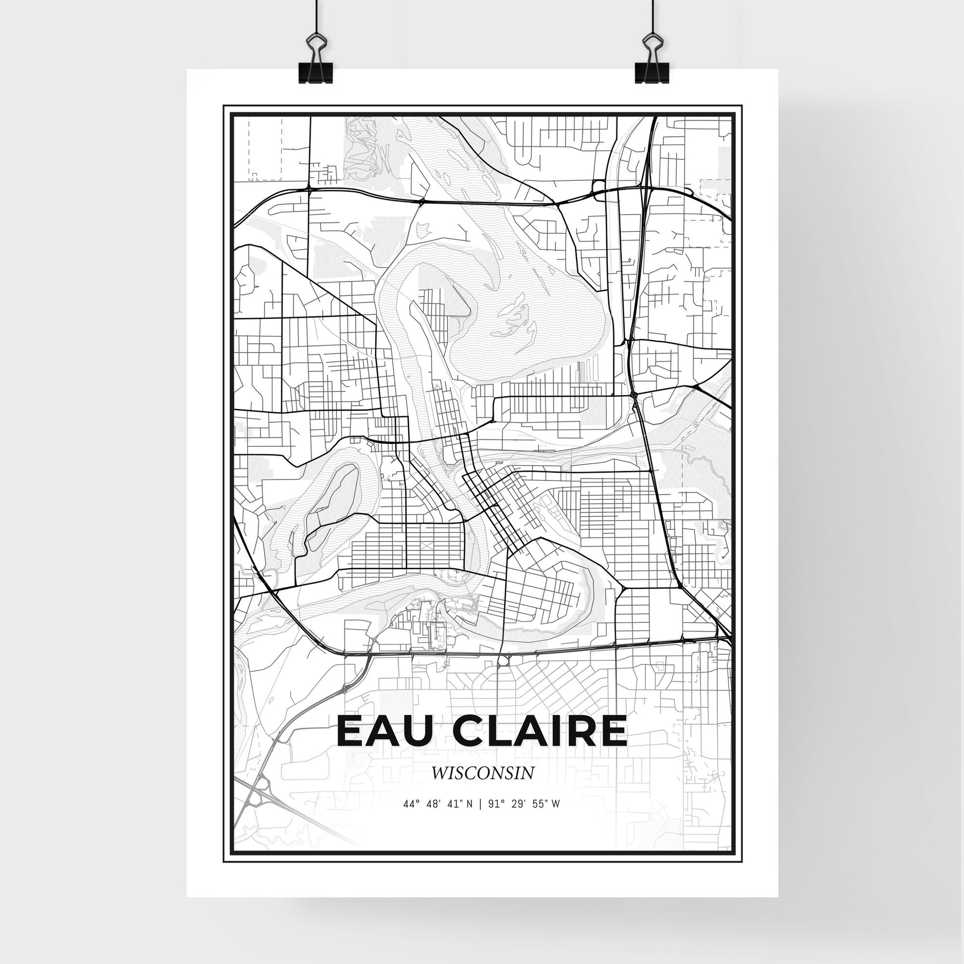 Eau Claire Wisconsin - Premium City Map Poster