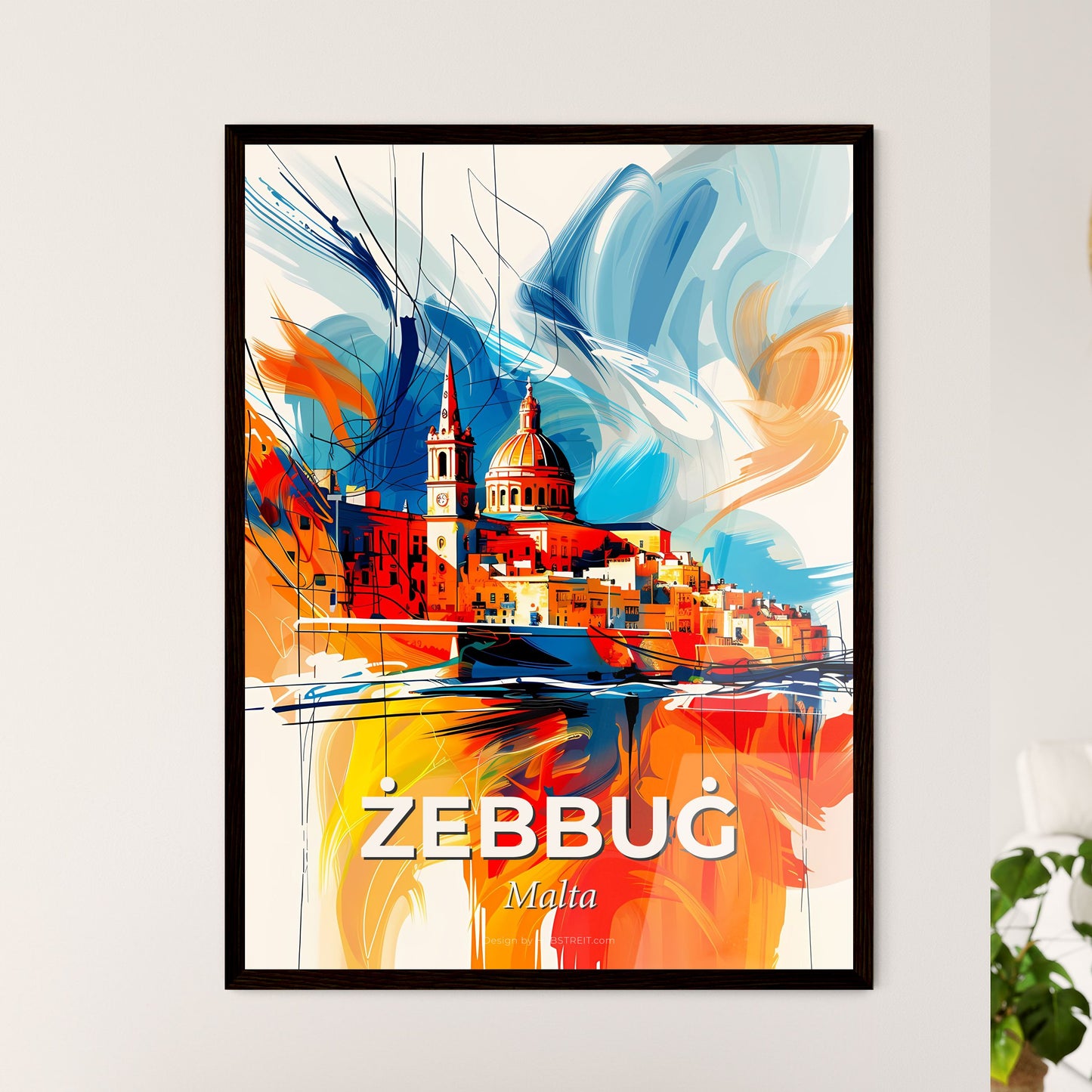 Vibrant  Żebbuġ, Malta - A Colorful Painting Of A City