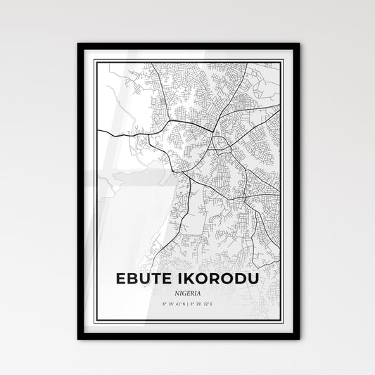 Ebute Ikorodu Nigeria - Scandinavian Style City Map for Modern Home Decor