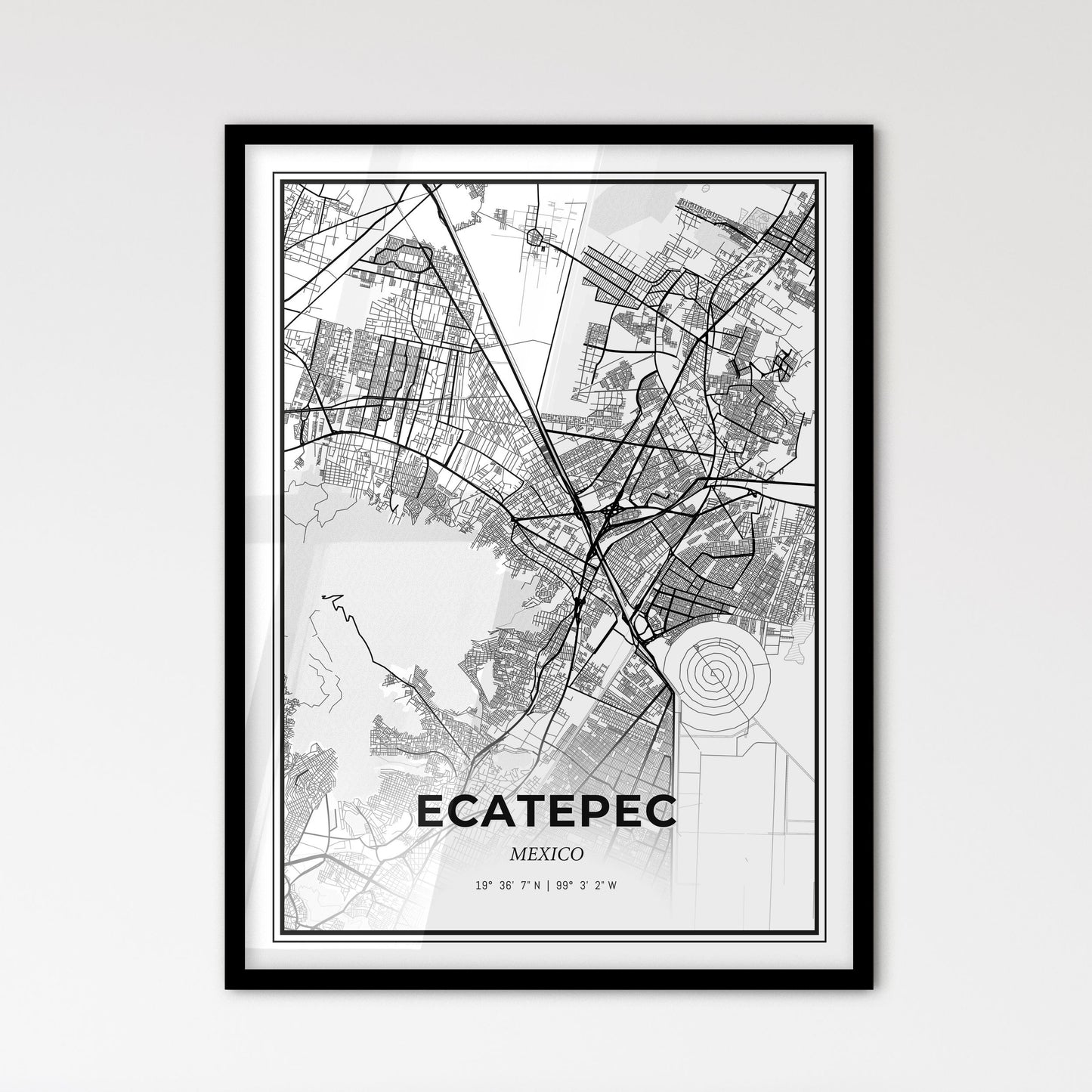 Ecatepec Mexico - Scandinavian Style City Map for Modern Home Decor