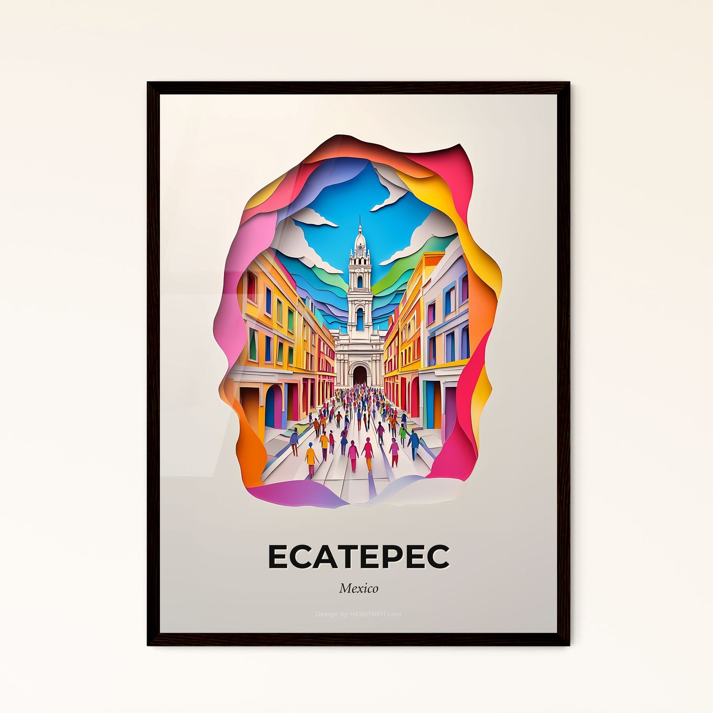 Vivid Ecatepec, Mexico - a paper cut of a city with a clock tower