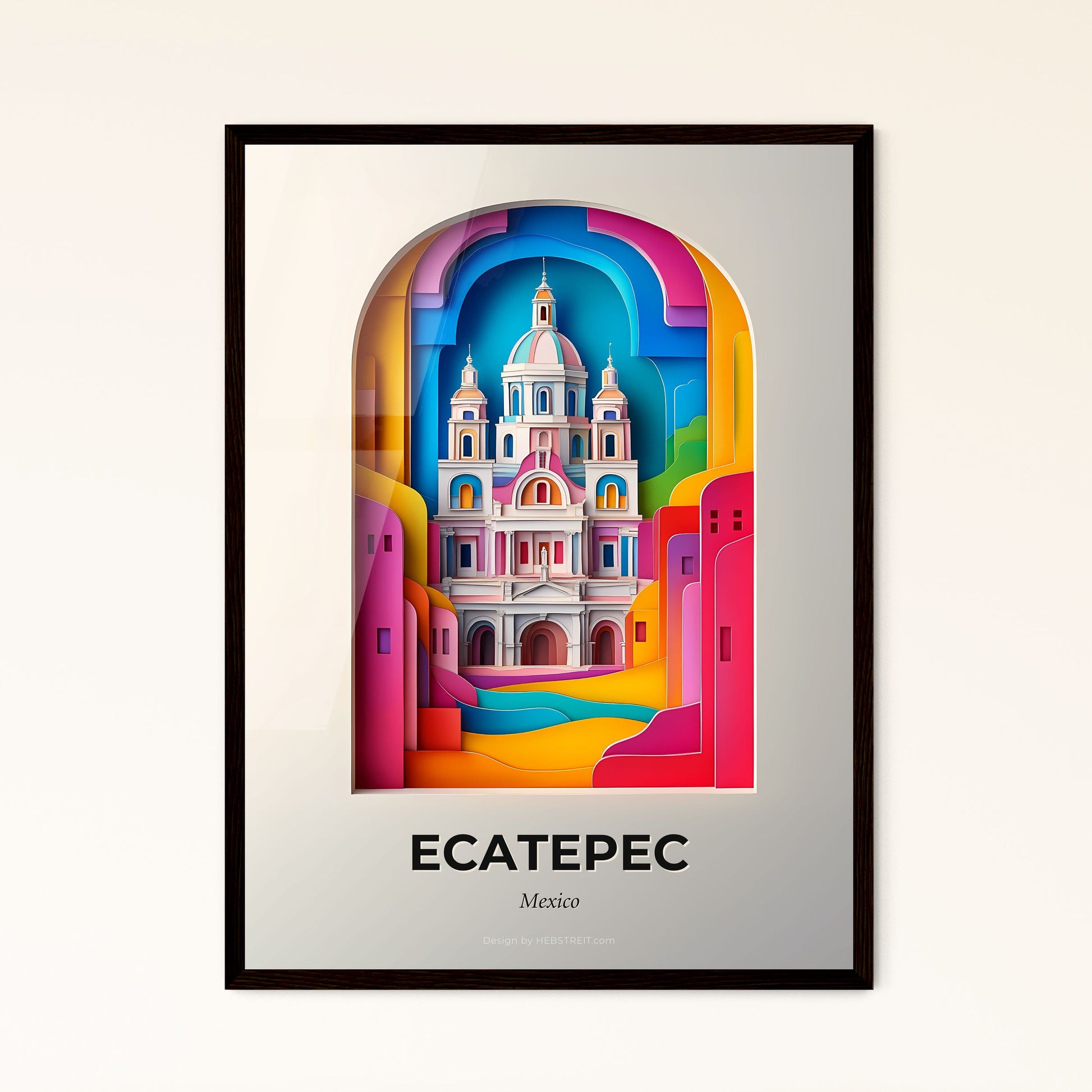 Vivid Ecatepec, Mexico - a colorful city scene with a church in the background