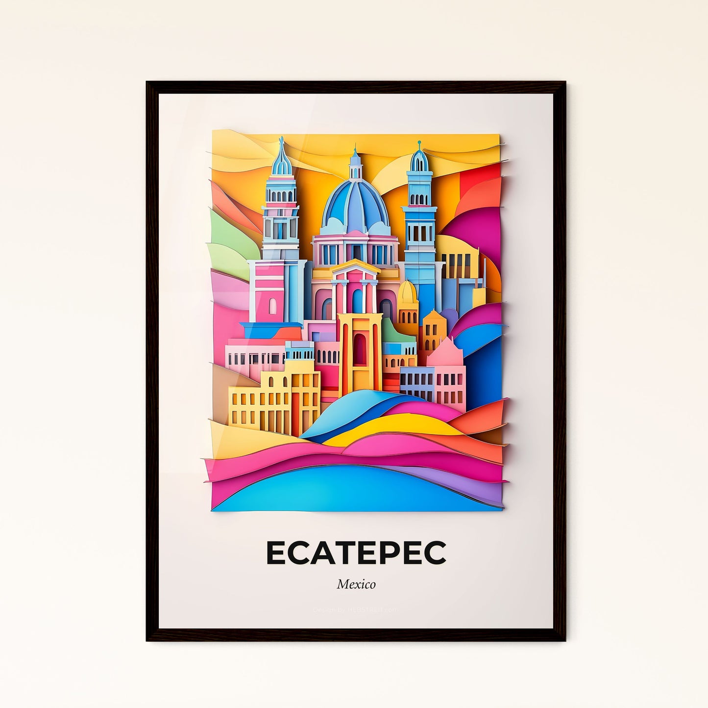 Vivid Ecatepec, Mexico - a colorful cityscape with a large dome on top