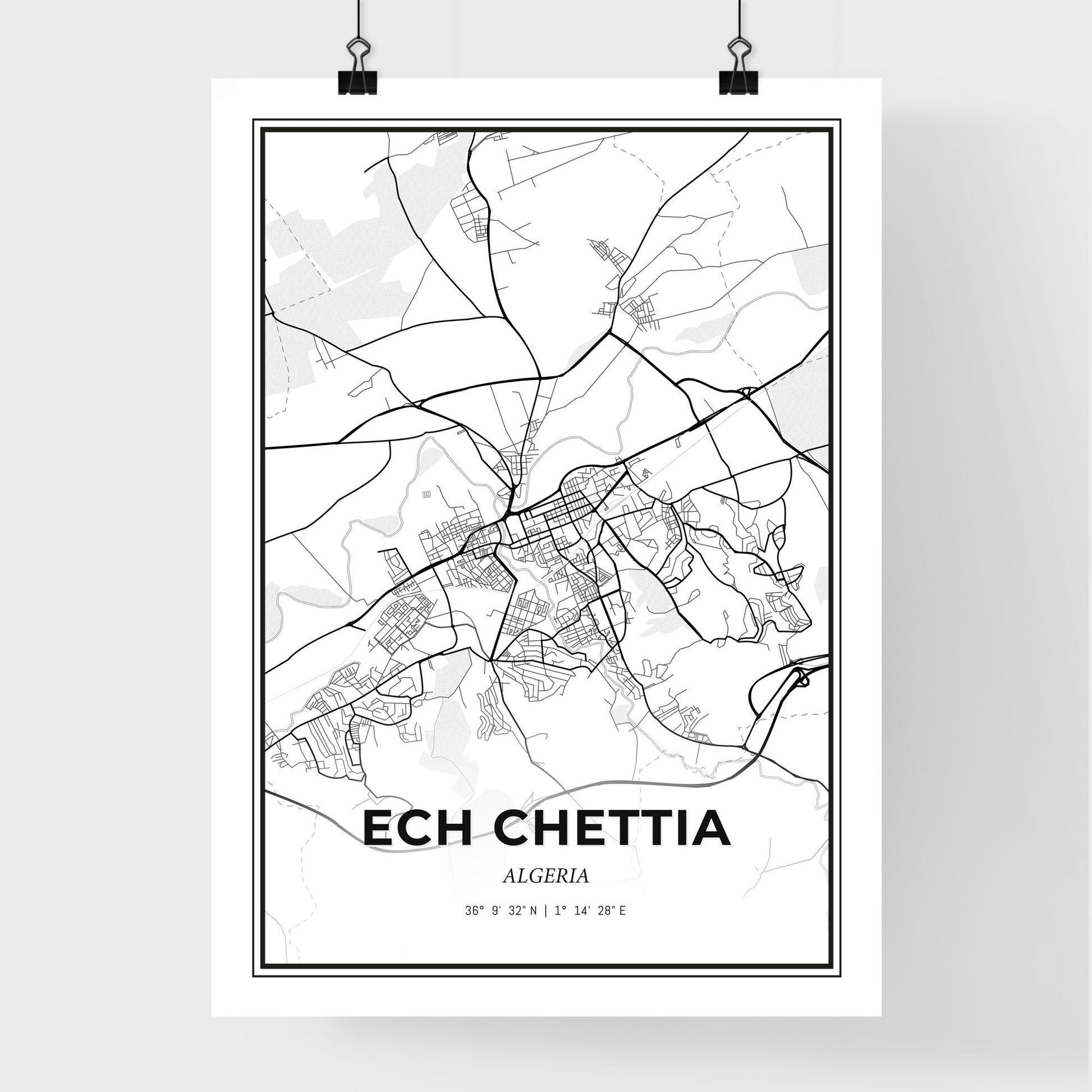 Ech Chettia Algeria - Premium City Map Poster