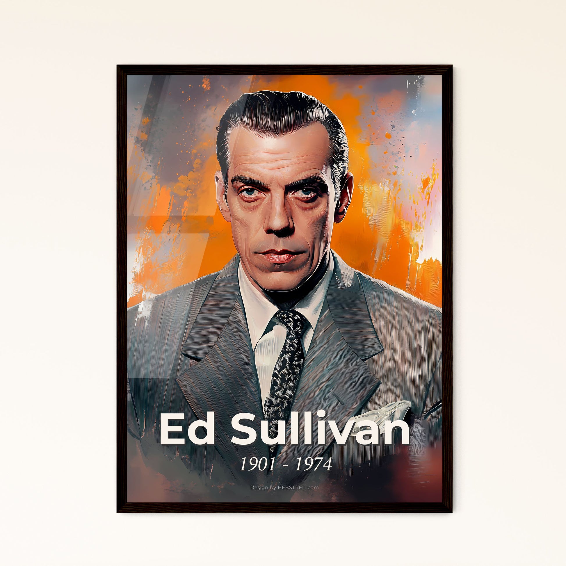 Portrait of Ed Sullivan, 1901 - 1974. Impressionistic painting of a man in a suit.