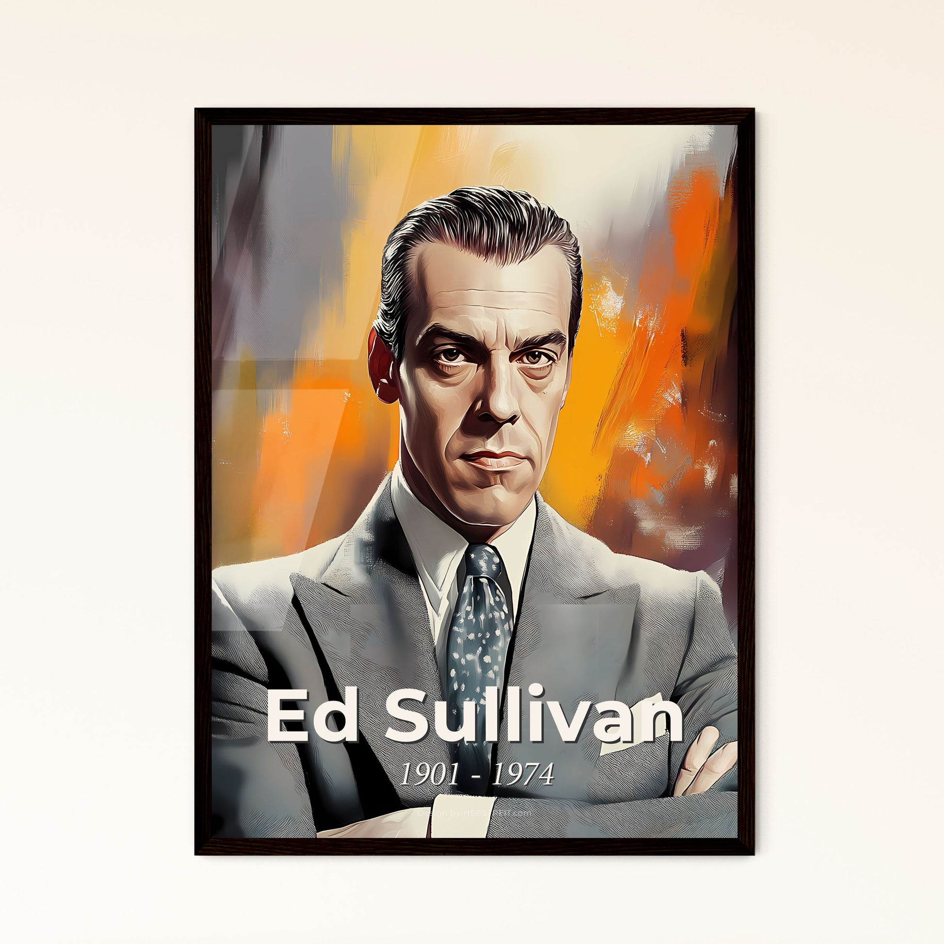 Portrait of Ed Sullivan, 1901 - 1974. Impressionistic painting of a man in a suit.