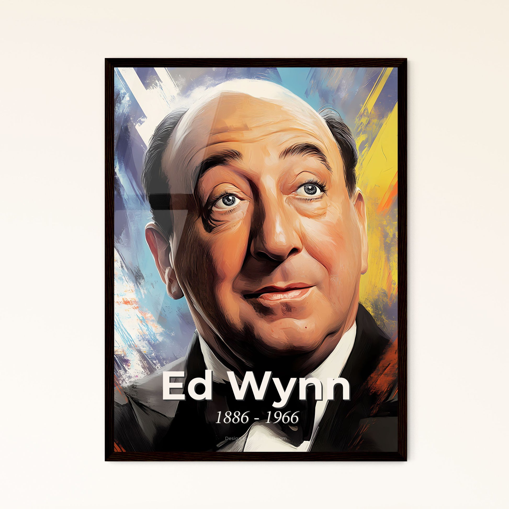 Portrait of Ed Wynn, 1886 - 1966. Impressionistic painting of a man in a suit.