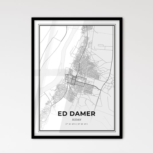 Ed Damer Sudan - Scandinavian Style City Map for Modern Home Decor