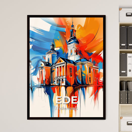 Vibrant Ede, Netherlands - A Painting Of A Building With A Colorful Background