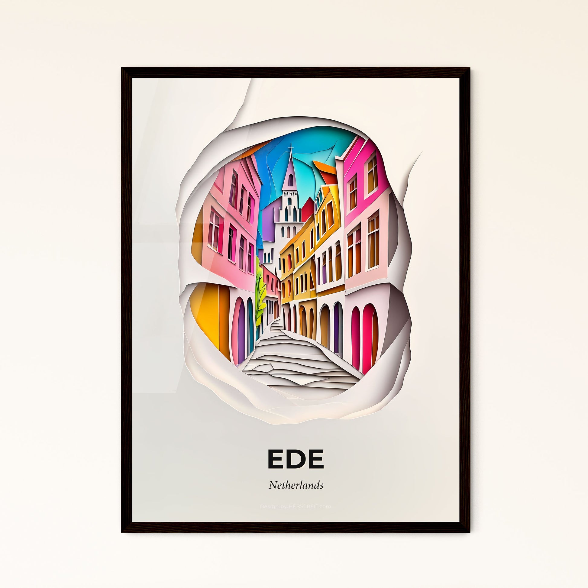 Vivid Ede, Netherlands - a paper cut of a city street with a clock tower