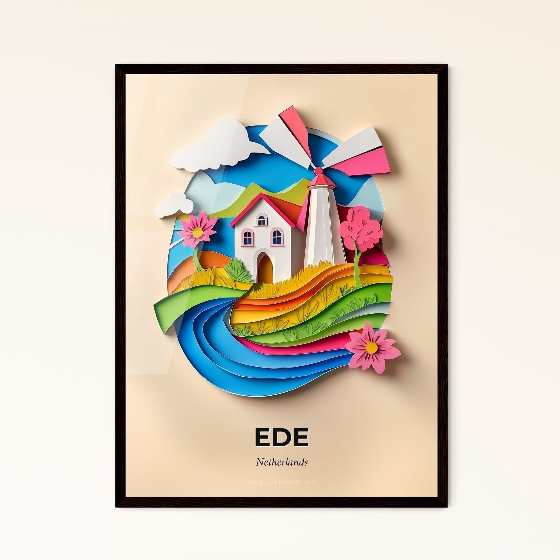 Vivid Ede, Netherlands - a paper cut of a house and a windmill