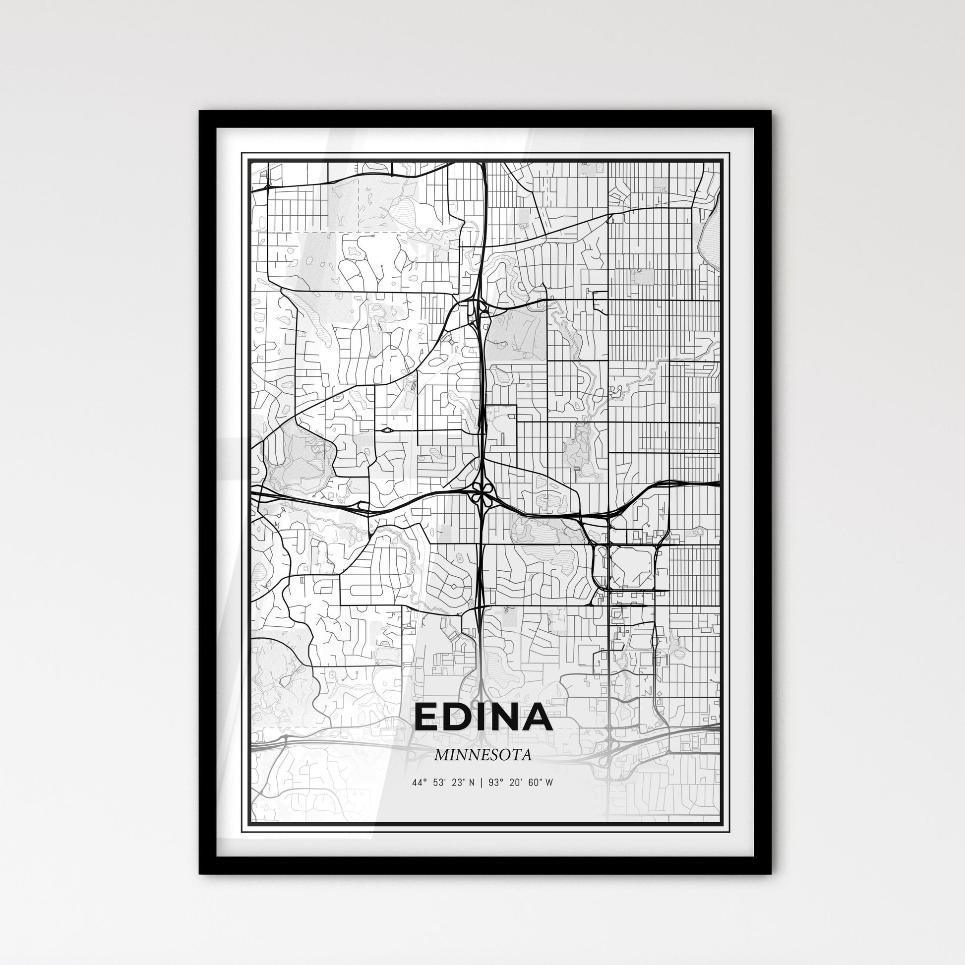 Edina Minnesota - Scandinavian Style City Map for Modern Home Decor