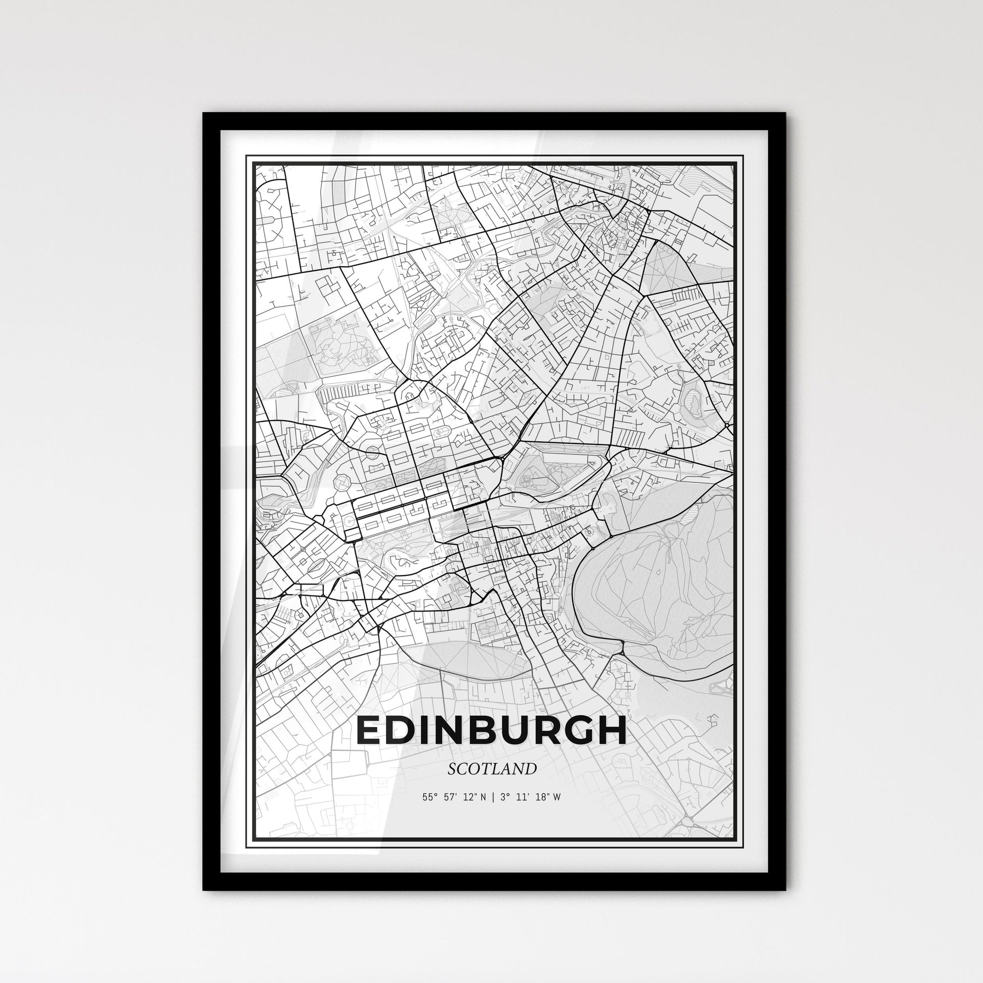 Edinburgh Scotland - Scandinavian Style City Map for Modern Home Decor