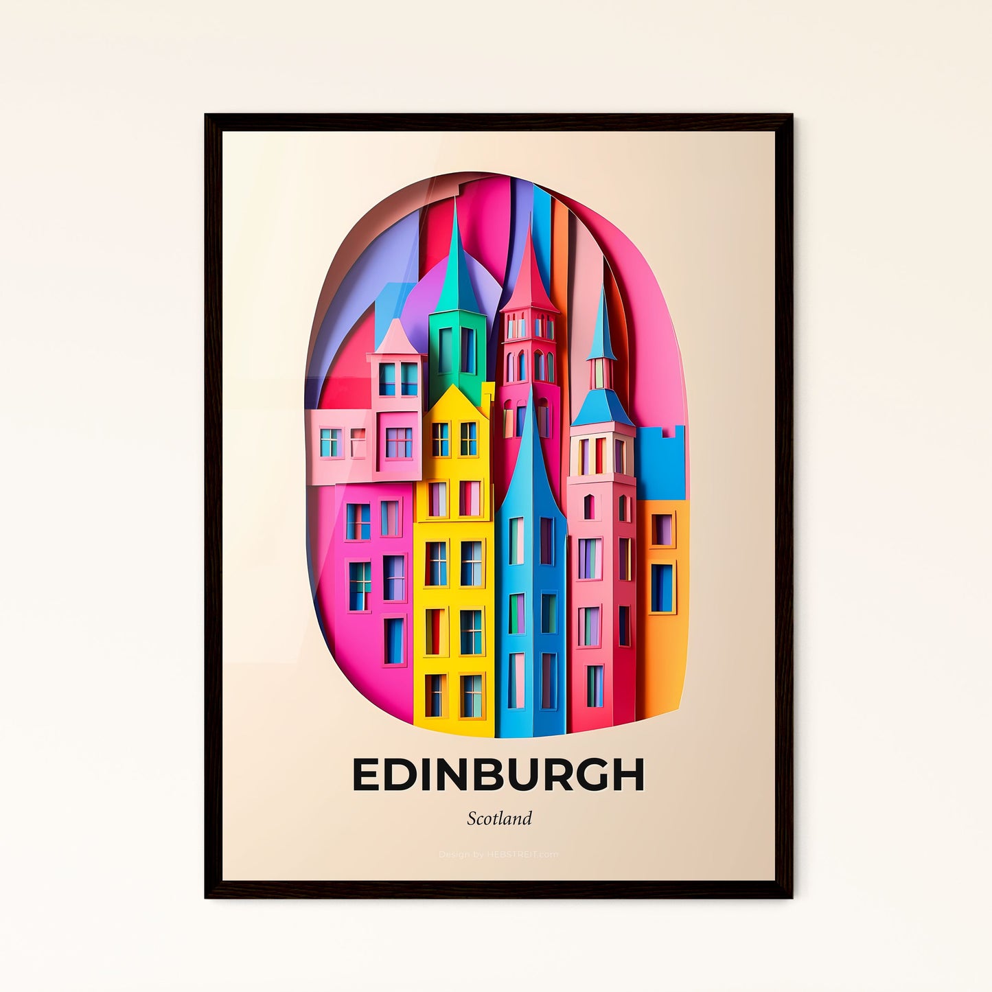 Vivid Edinburgh, Scotland - a paper cut of a city with a rainbow colored roof