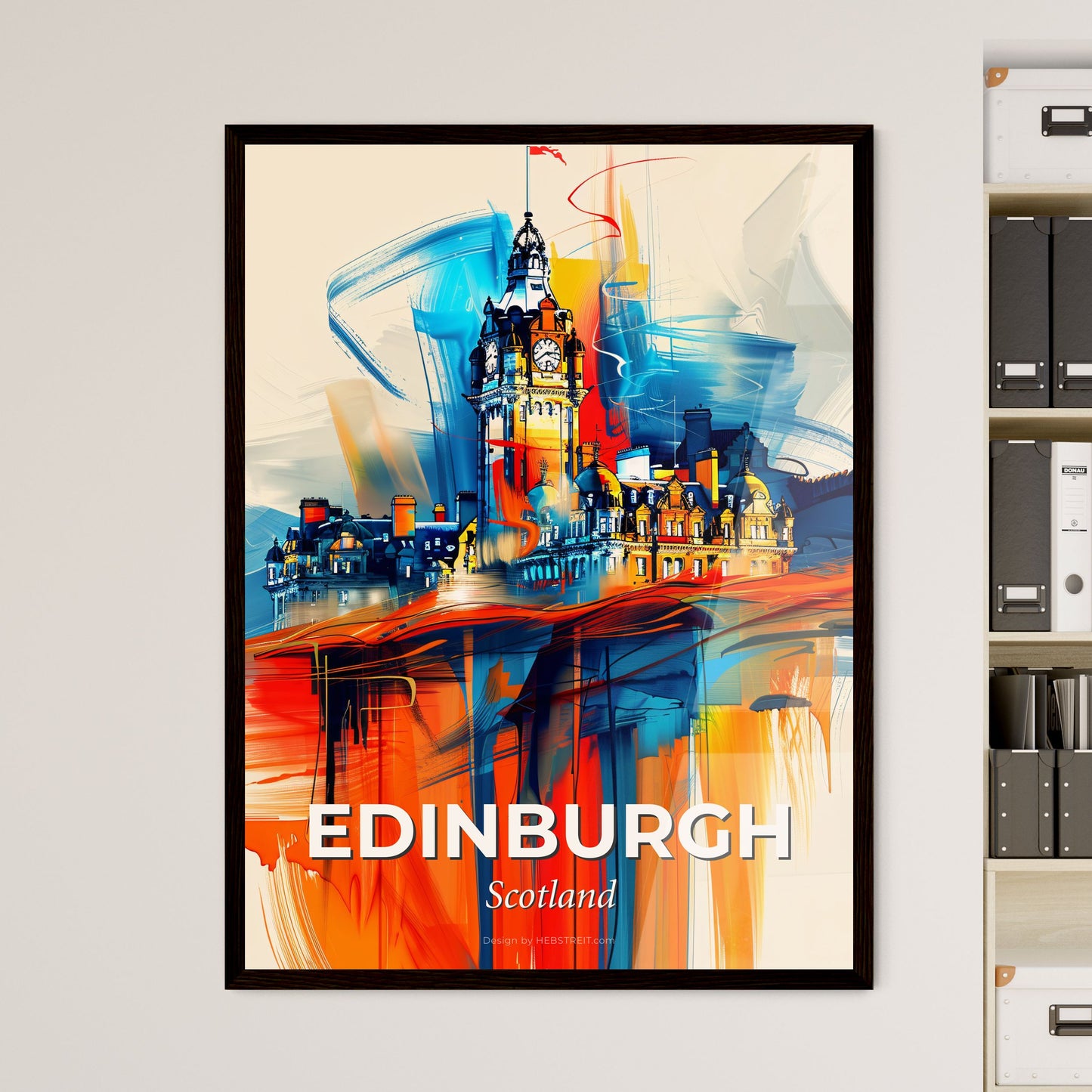 Vibrant Edinburgh, Scotland - A Colorful Painting Of A Castle