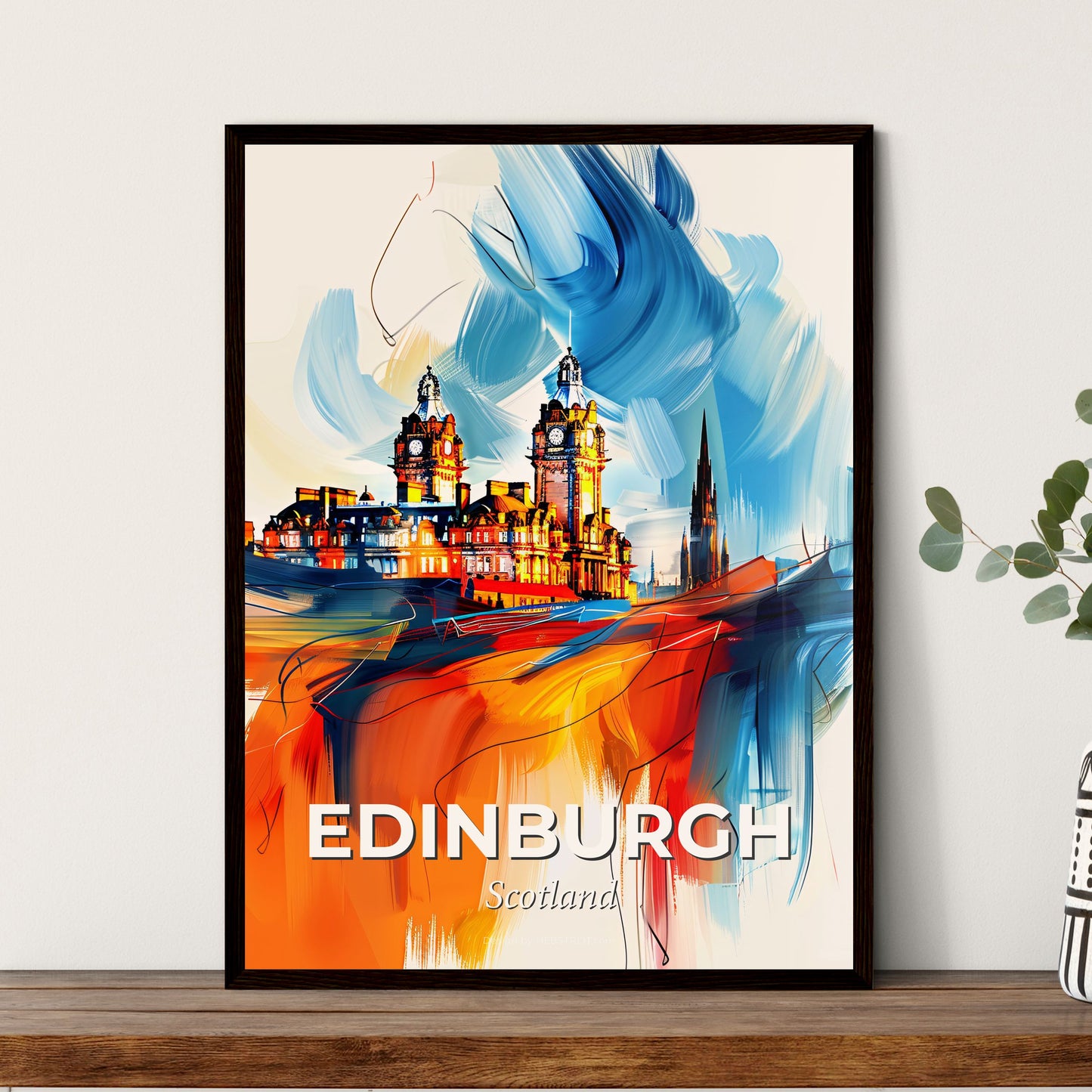 Vibrant Edinburgh, Scotland - A Painting Of A Building