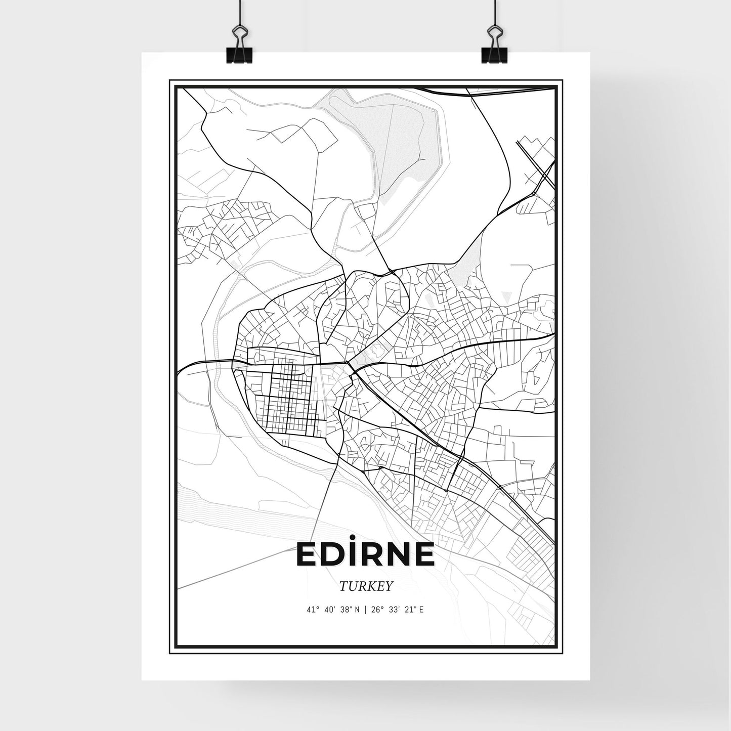 Edirne Turkey - Premium City Map Poster